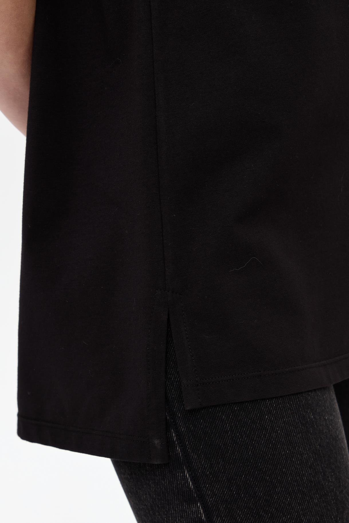 Baskı Desenli Kısa Kollu Tişört - SİYAH