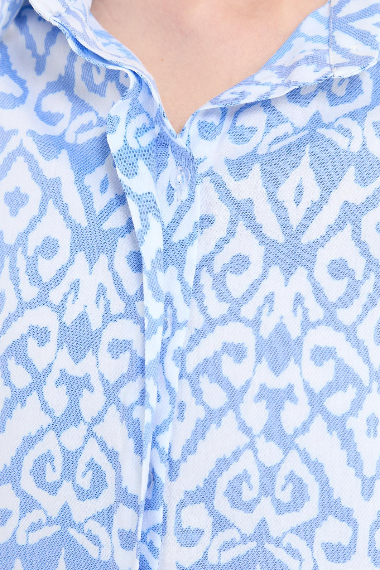 Baskı Desenli Rahat Gömlek - MAVİ