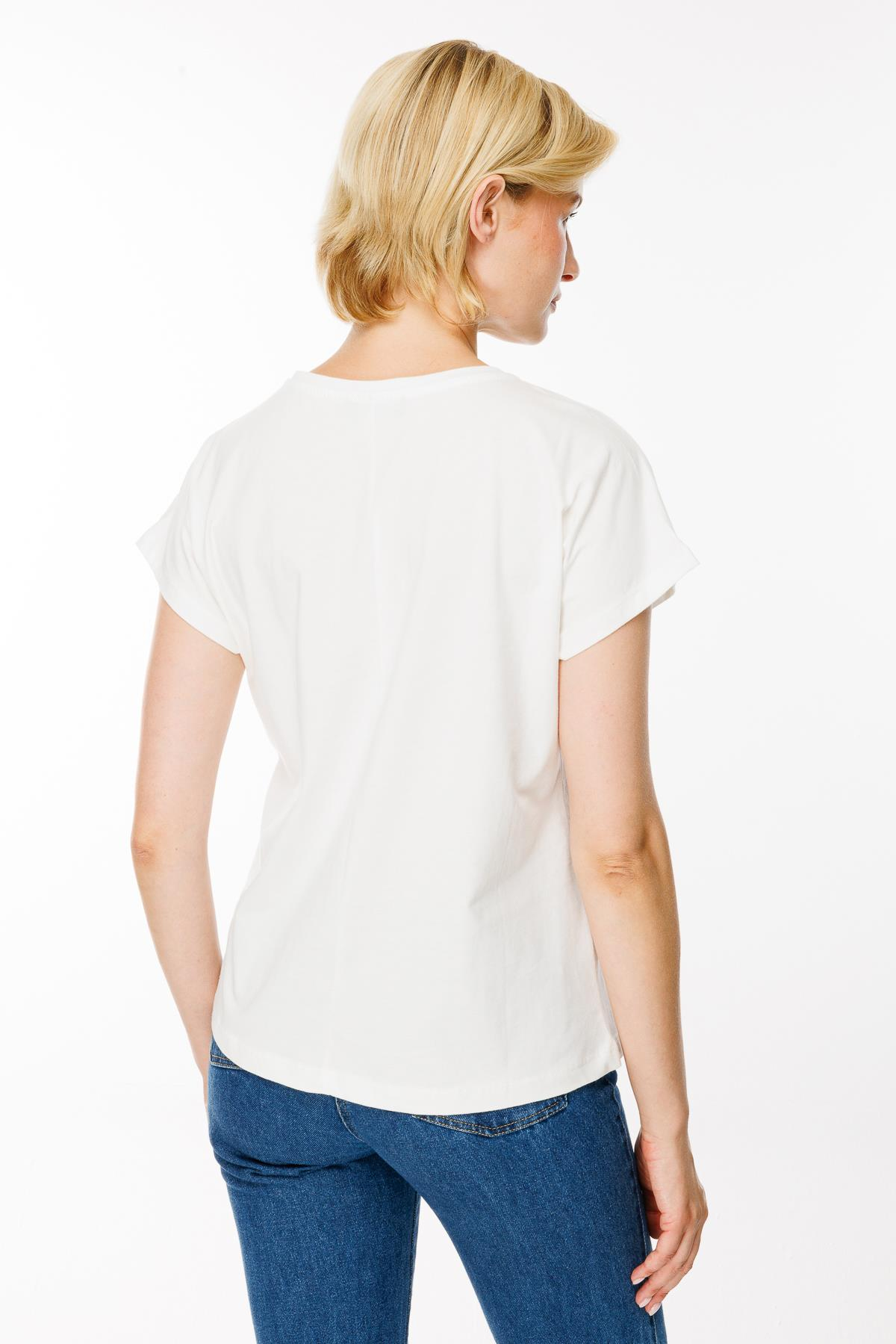 Baskılı Basic Tişört - EKRU