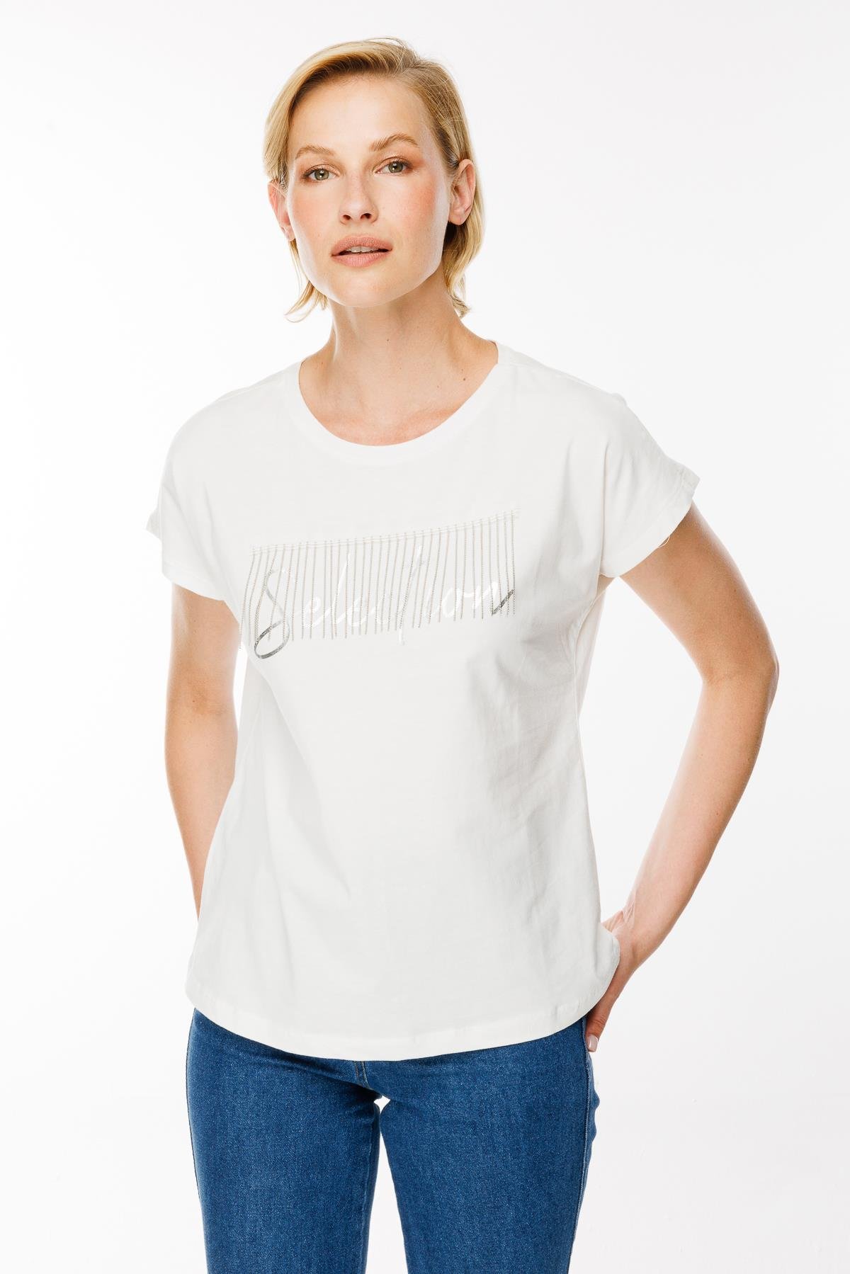 Baskılı Basic Tişört - EKRU