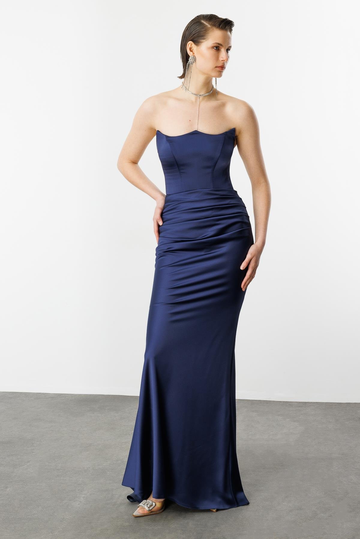 Beli Drapeli Abiye Elbise-LACI