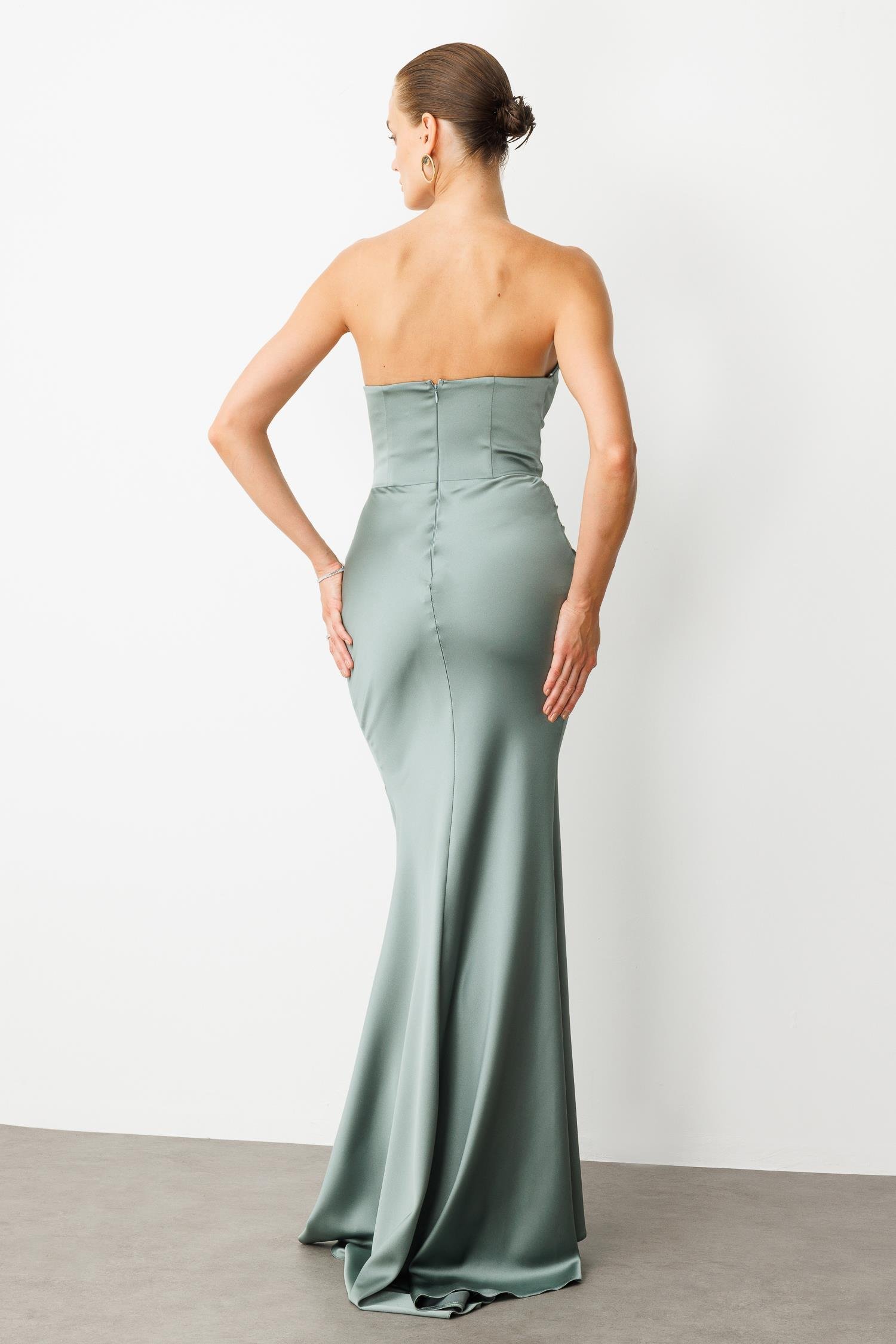 Beli Drapeli Abiye Elbise-MINT