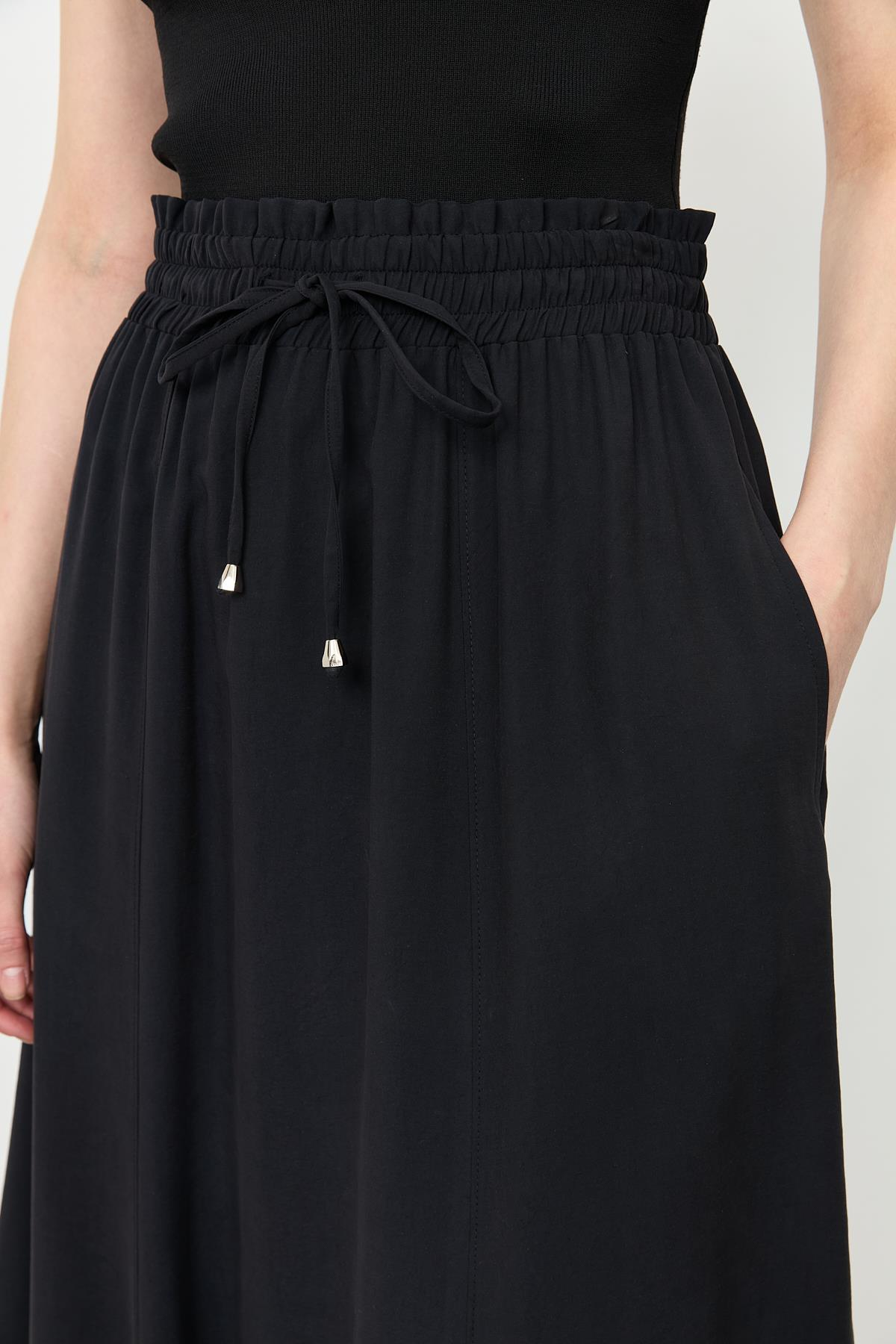 Beli Lastik Modal Uzun Etek-SİYAH