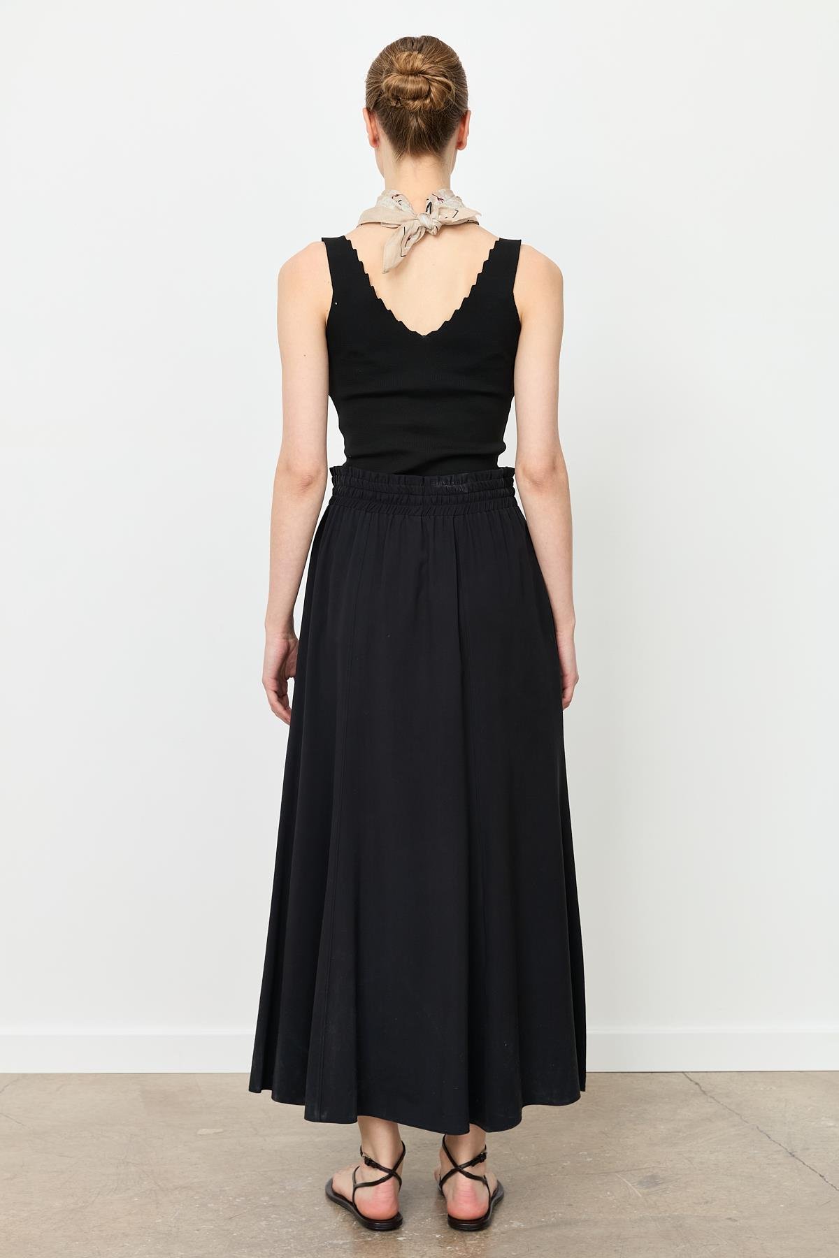 Beli Lastik Modal Uzun Etek-SİYAH