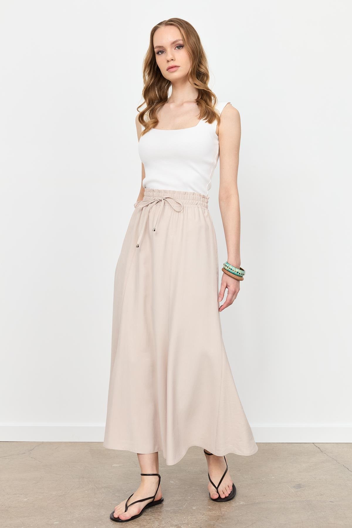 Beli Lastik Modal Uzun Etek-TAŞ