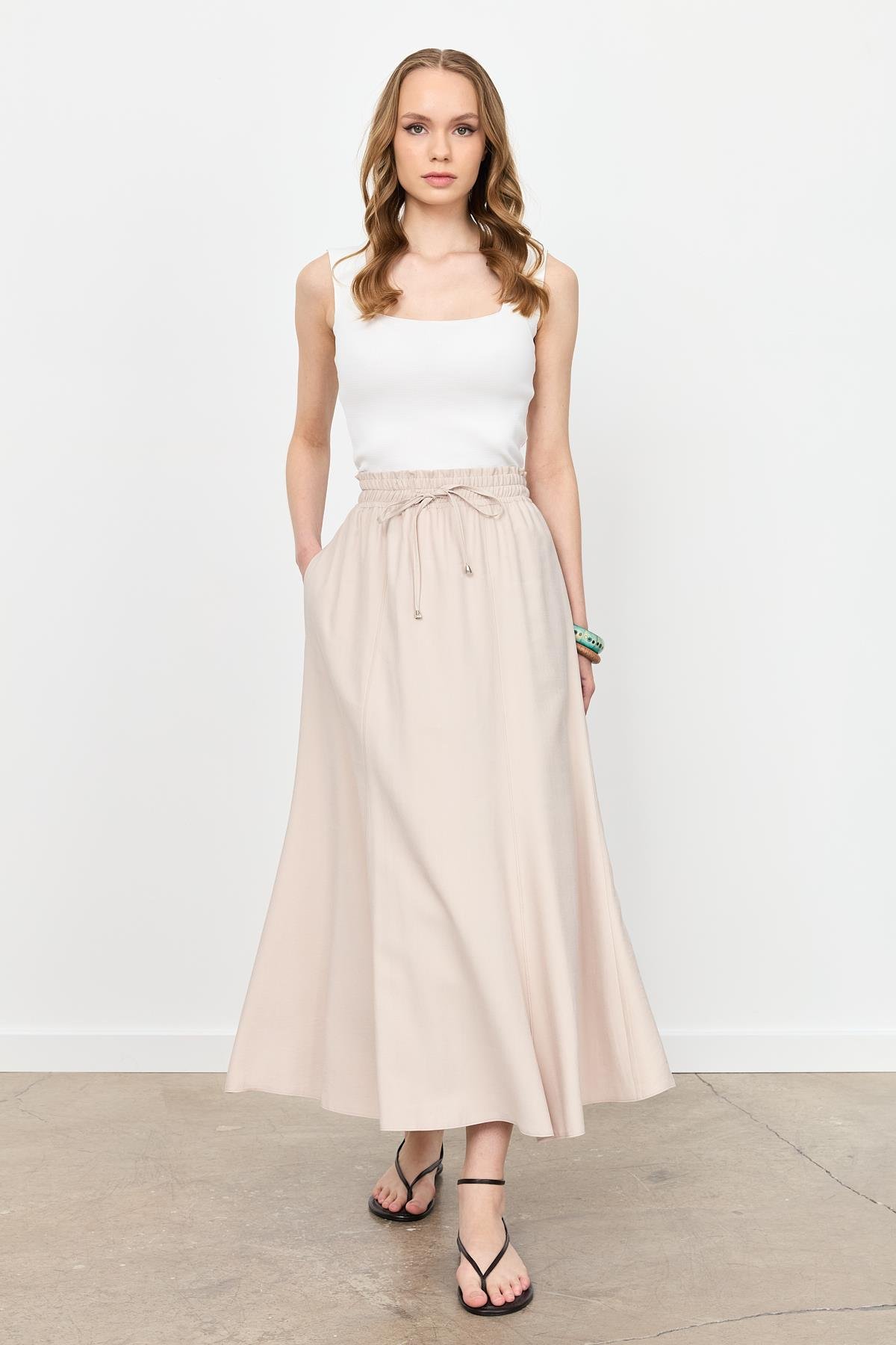 Beli Lastik Modal Uzun Etek-TAŞ