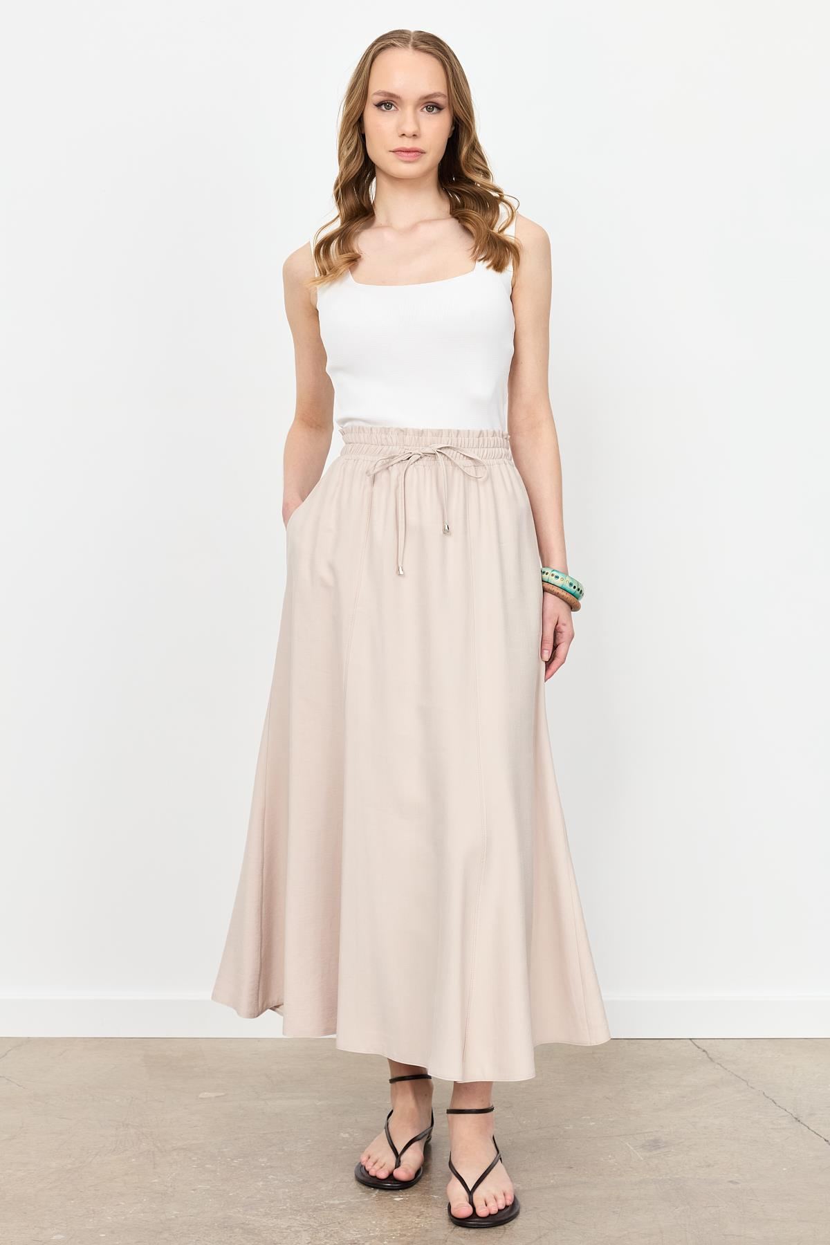 Beli Lastik Modal Uzun Etek-TAŞ