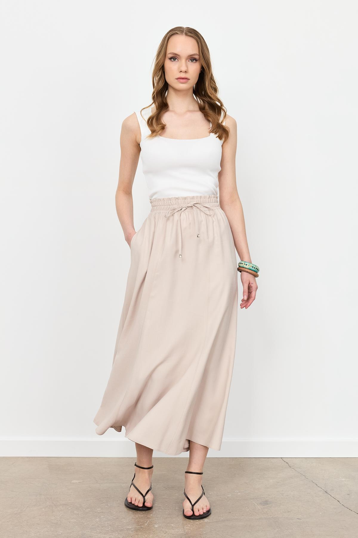 Beli Lastik Modal Uzun Etek-TAŞ