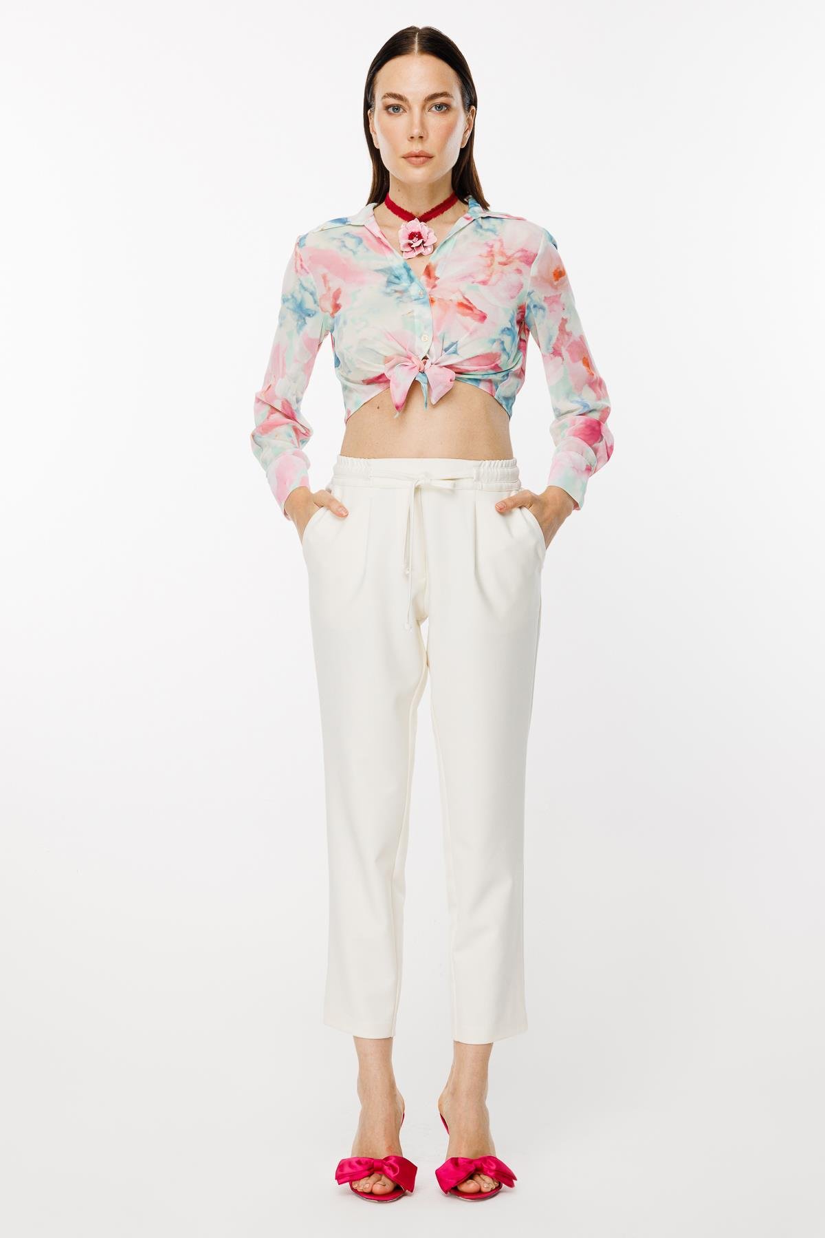 Beli Lastik ve İp Detaylı Pantolon - KEMIK