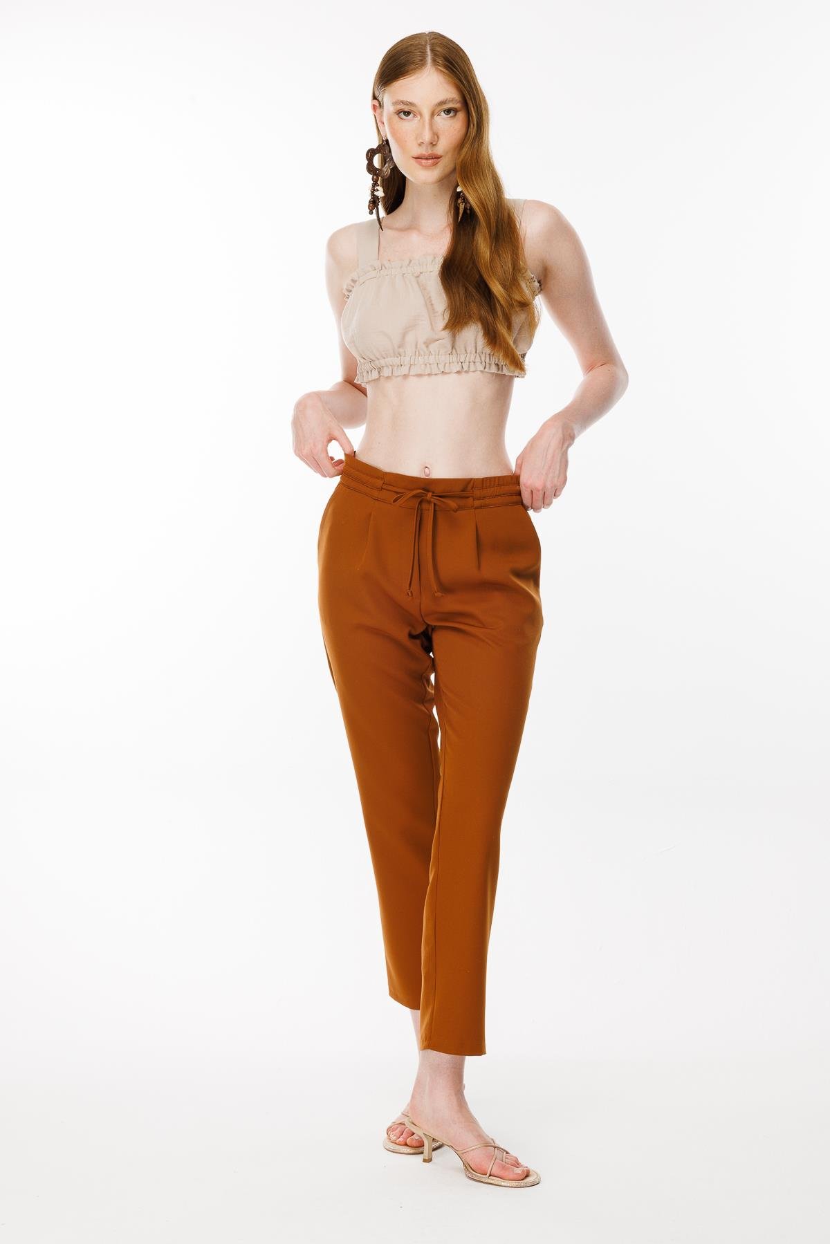 Beli Lastikli Bağcıklı Pantolon - TARÇIN