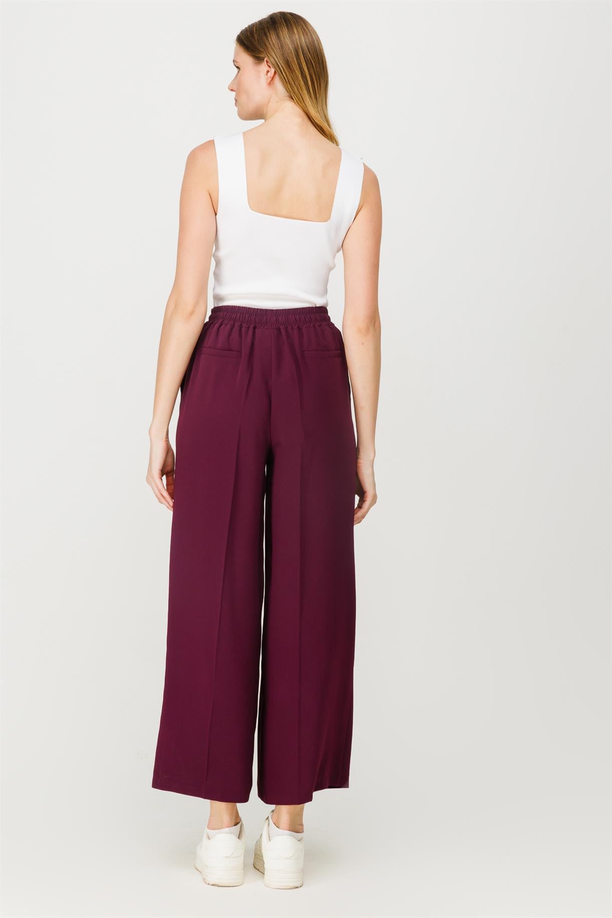 Beli Lastikli Bol Paça Pantolon - MÜRDÜM