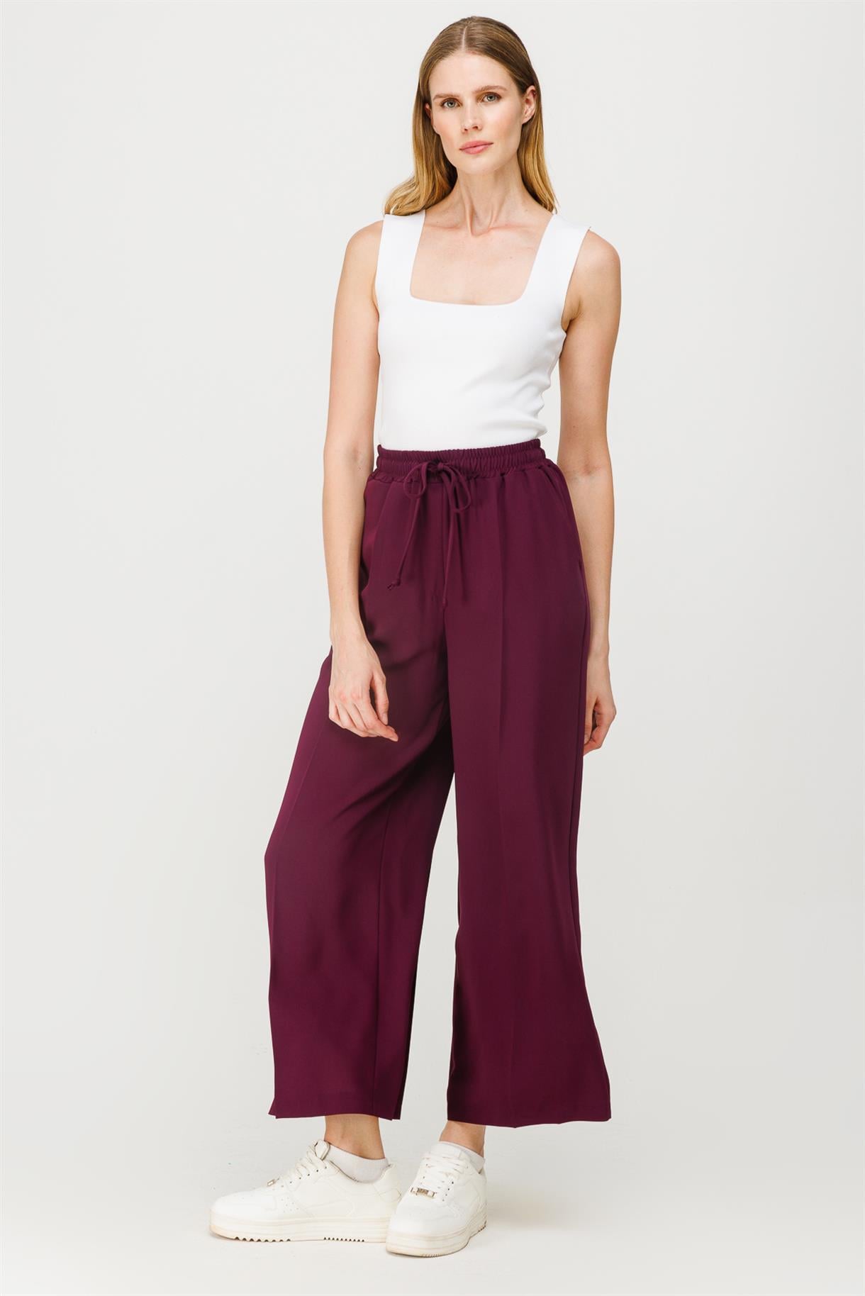 Beli Lastikli Bol Paça Pantolon - MÜRDÜM