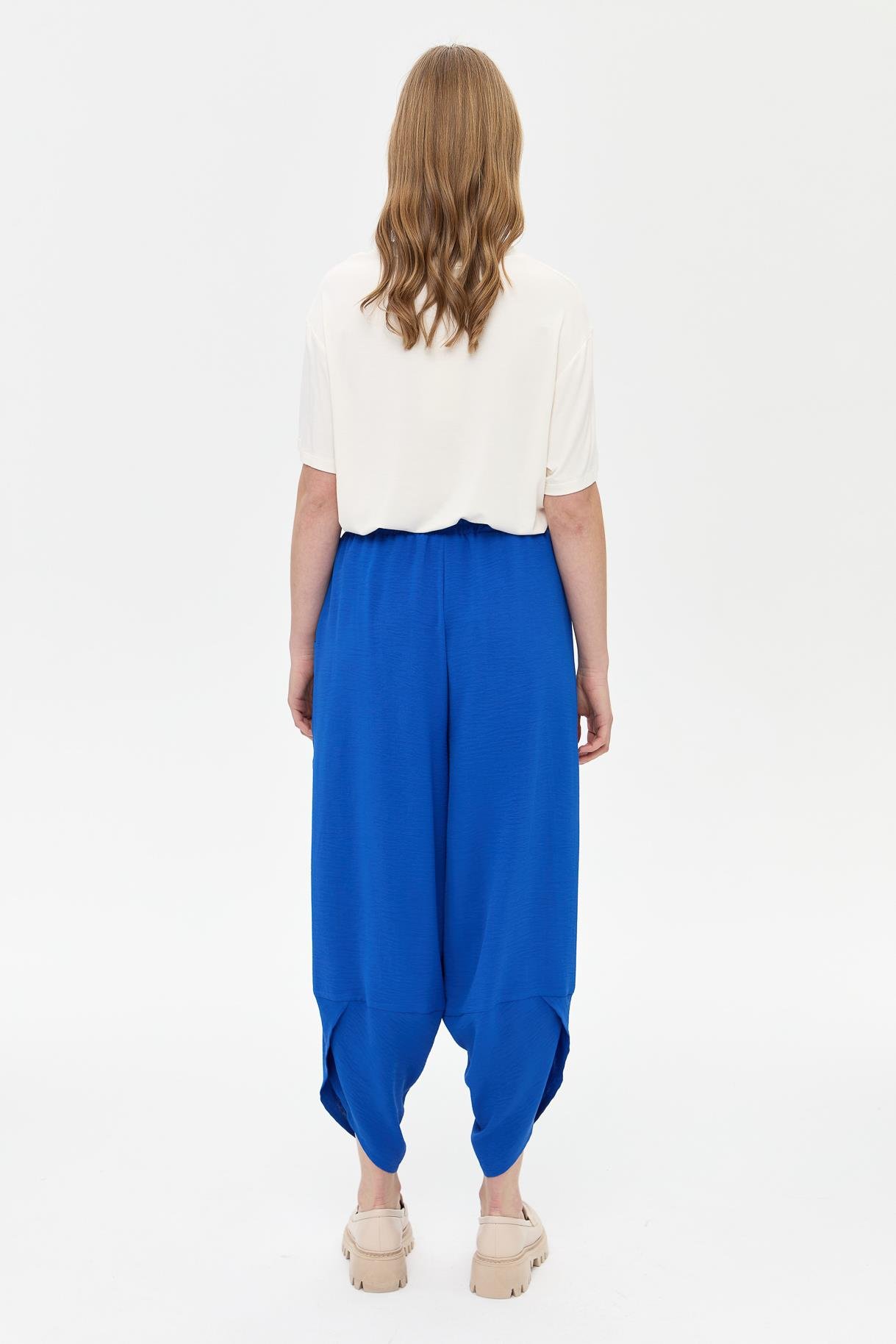 Beli Lastikli Cep Detaylı Şalvar Pantolon - SAX