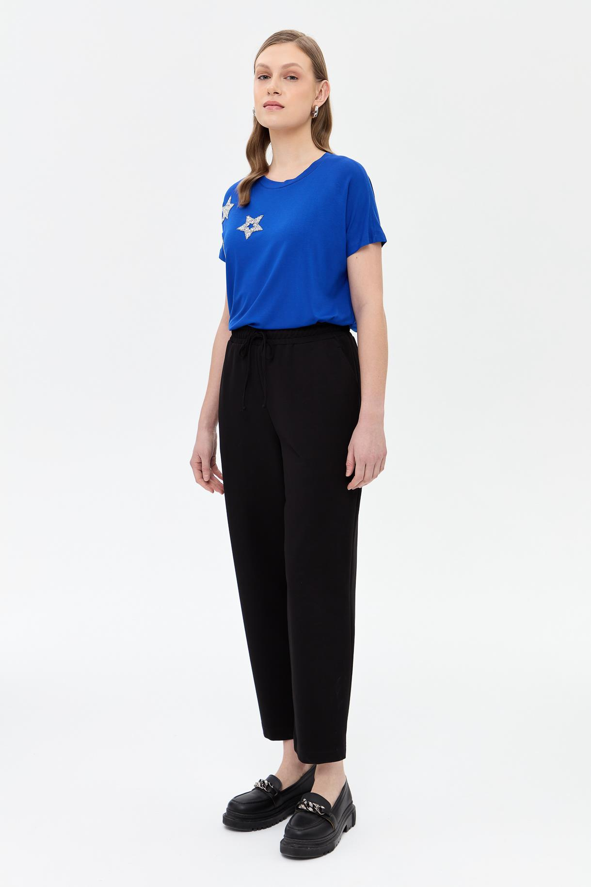 Beli Lastikli İki İplik Pantolon - SİYAH