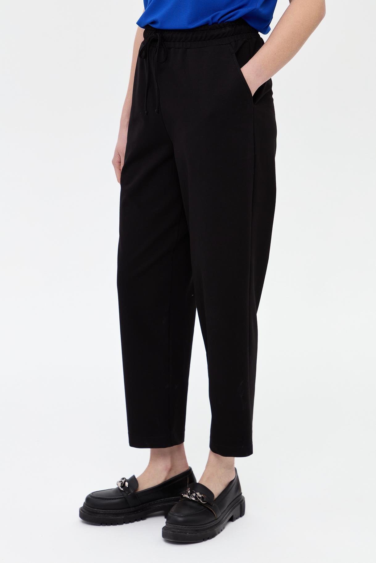 Beli Lastikli İki İplik Pantolon - SİYAH