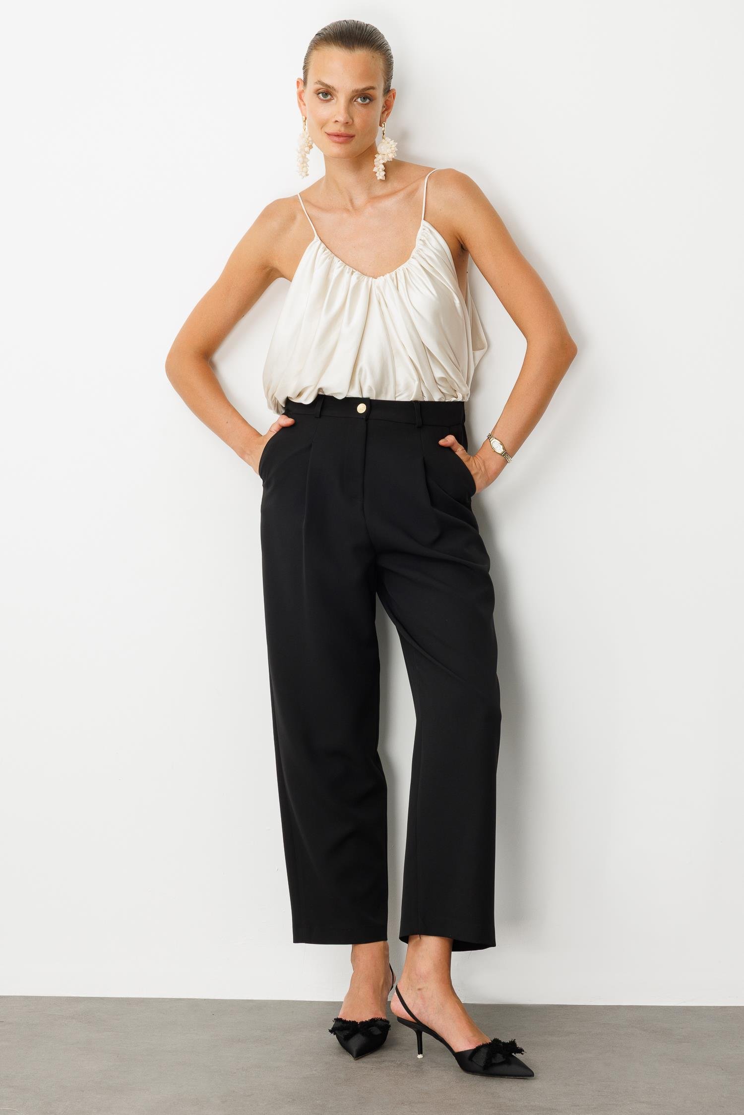 Beli Lastikli Relax Pantolon-SİYAH