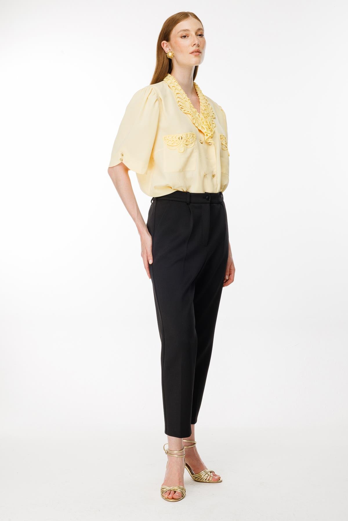 Beli Lastikli Scuba Pantolon - SİYAH