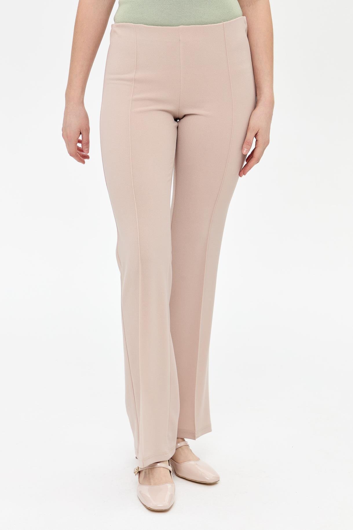 Beli Lastikli Yüksek Bel Pantolon - BEJ