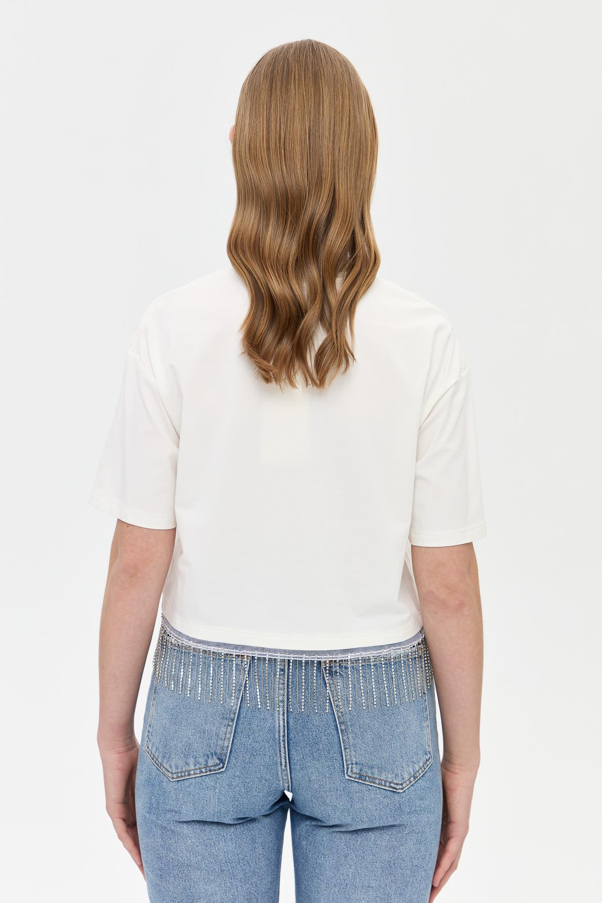 Beli Zincir Detaylı Kısa Kollu Tişört - KEMIK