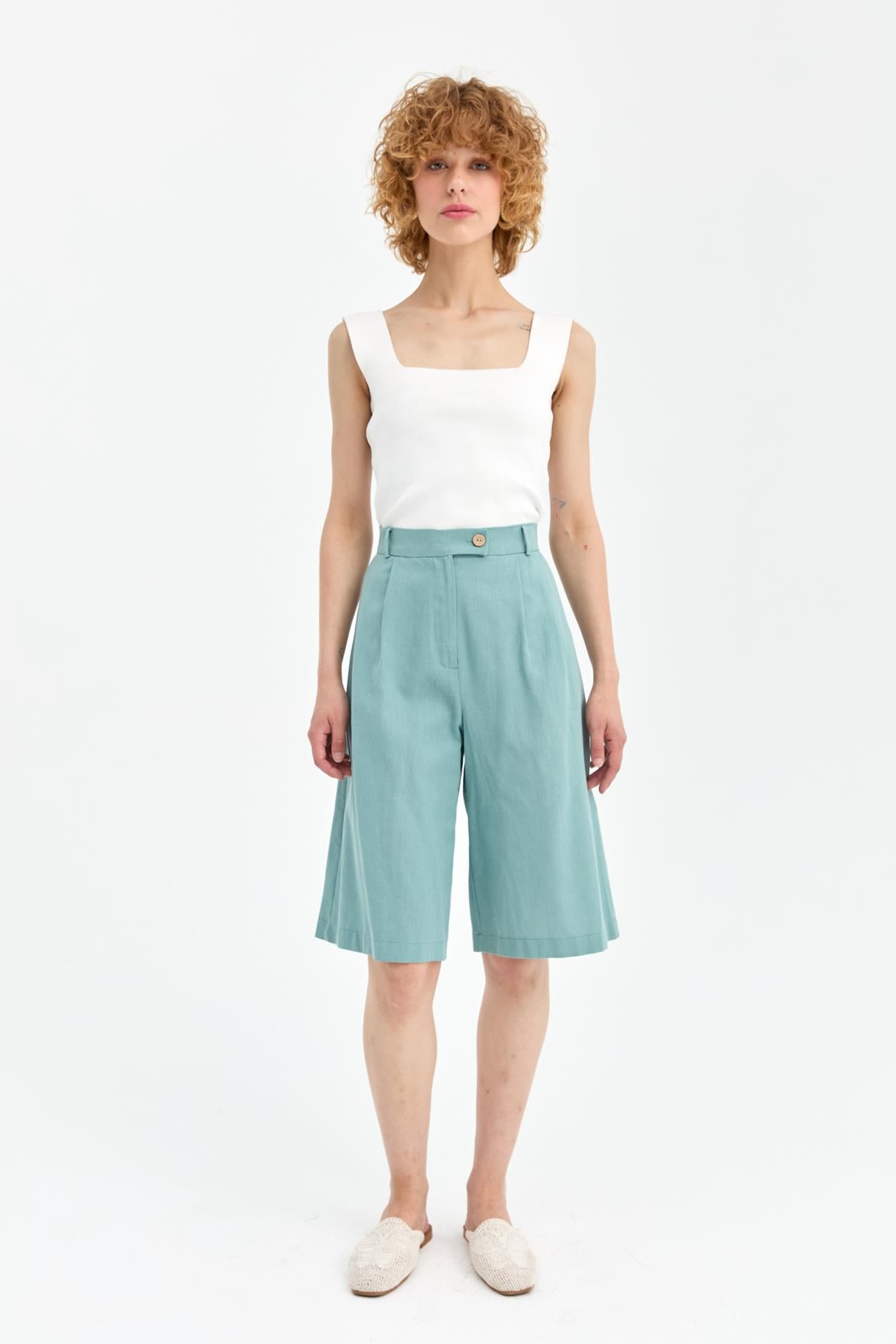 Bermuda Keten Pantolon - MINT