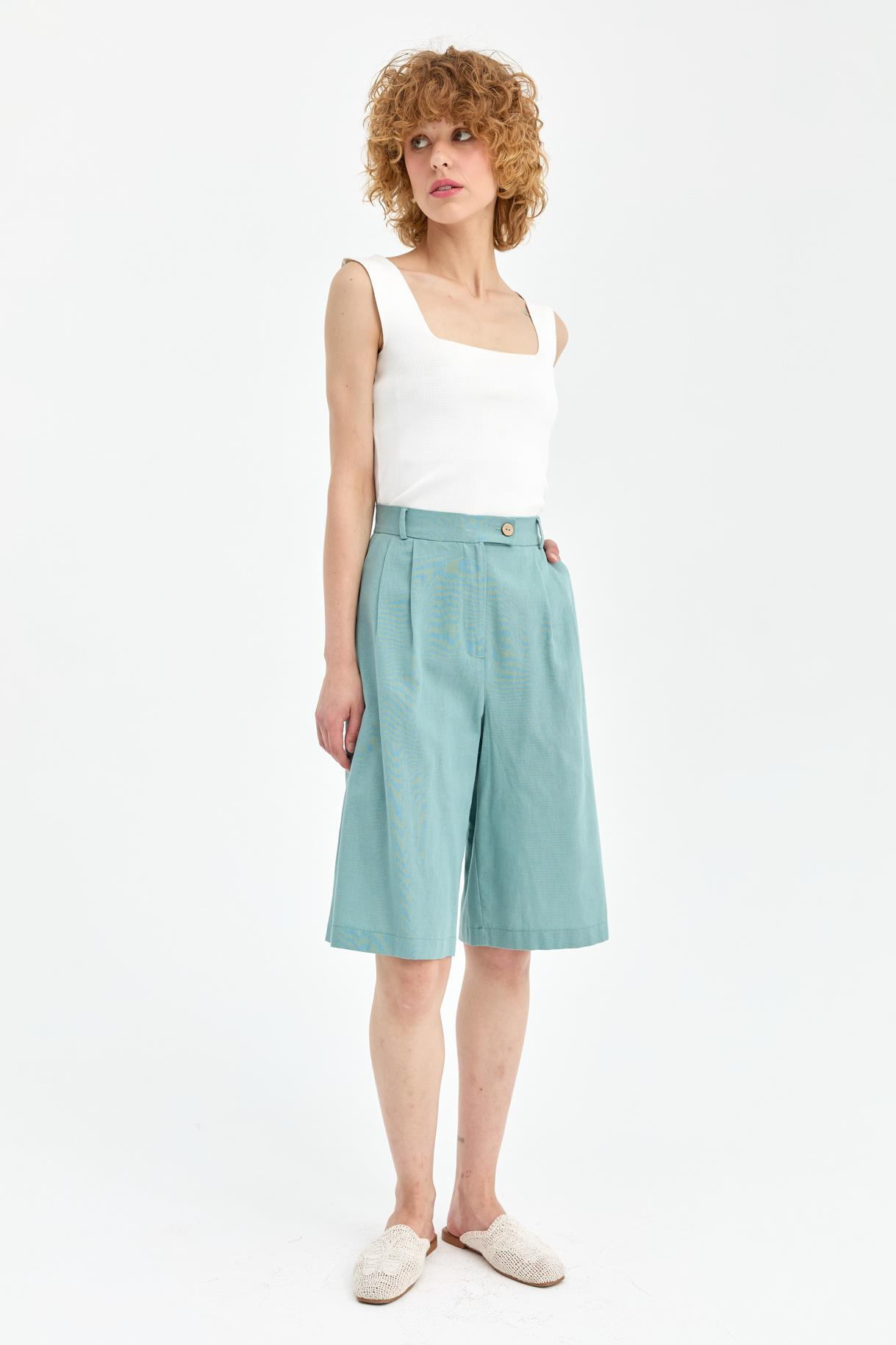 Bermuda Keten Pantolon - MINT