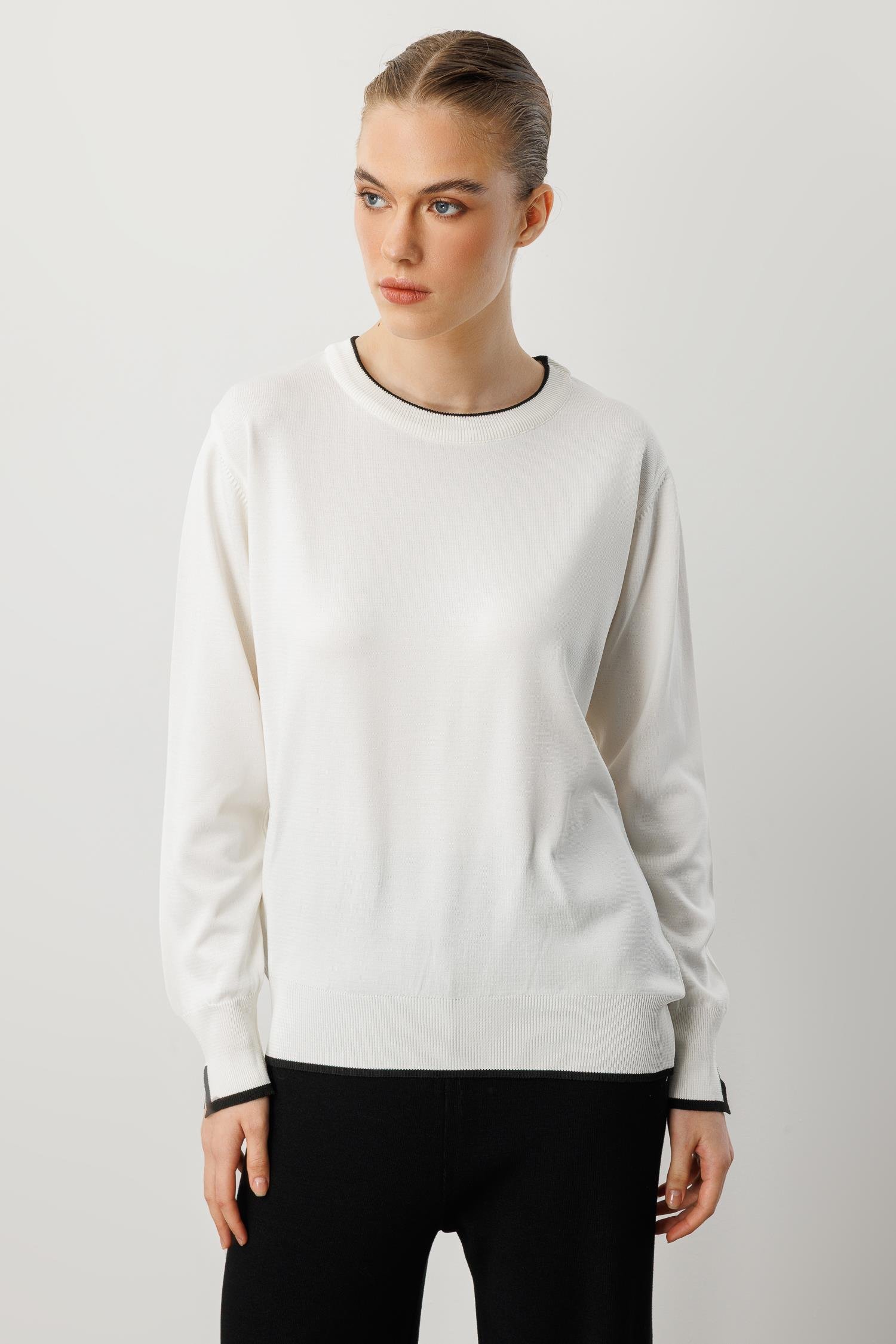 Biye Detaylı Basic Triko Kazak-KEMIK