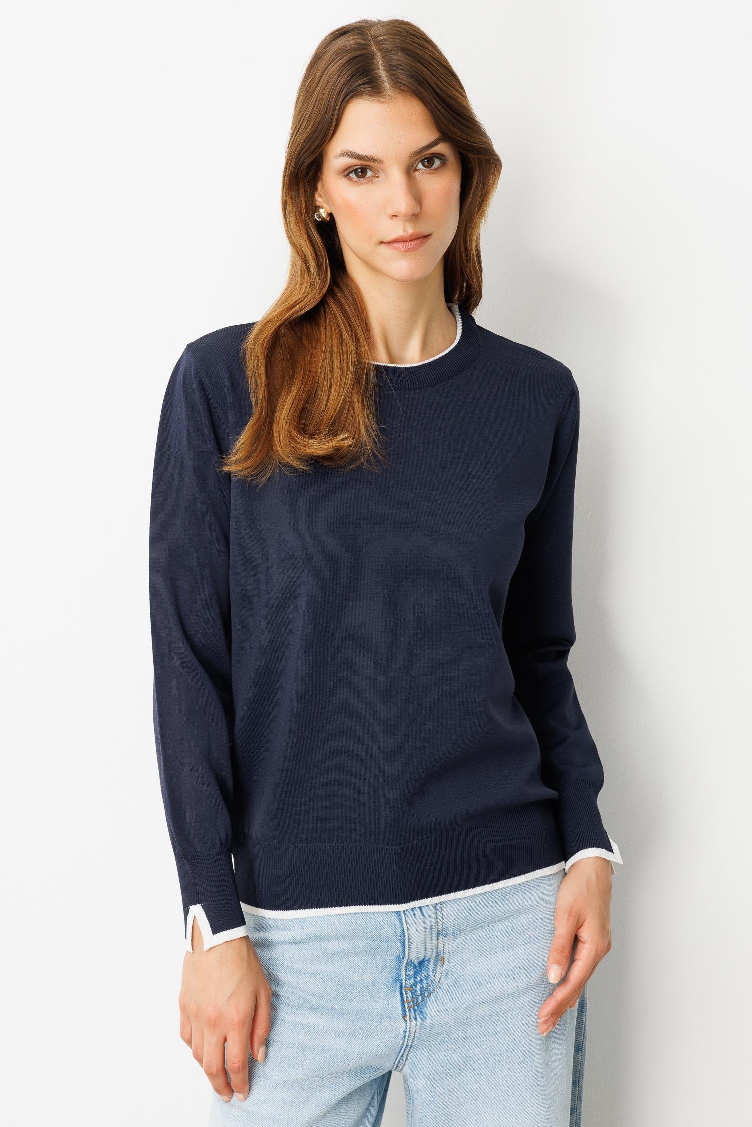 Biye Detaylı Basic Triko Kazak-LACI