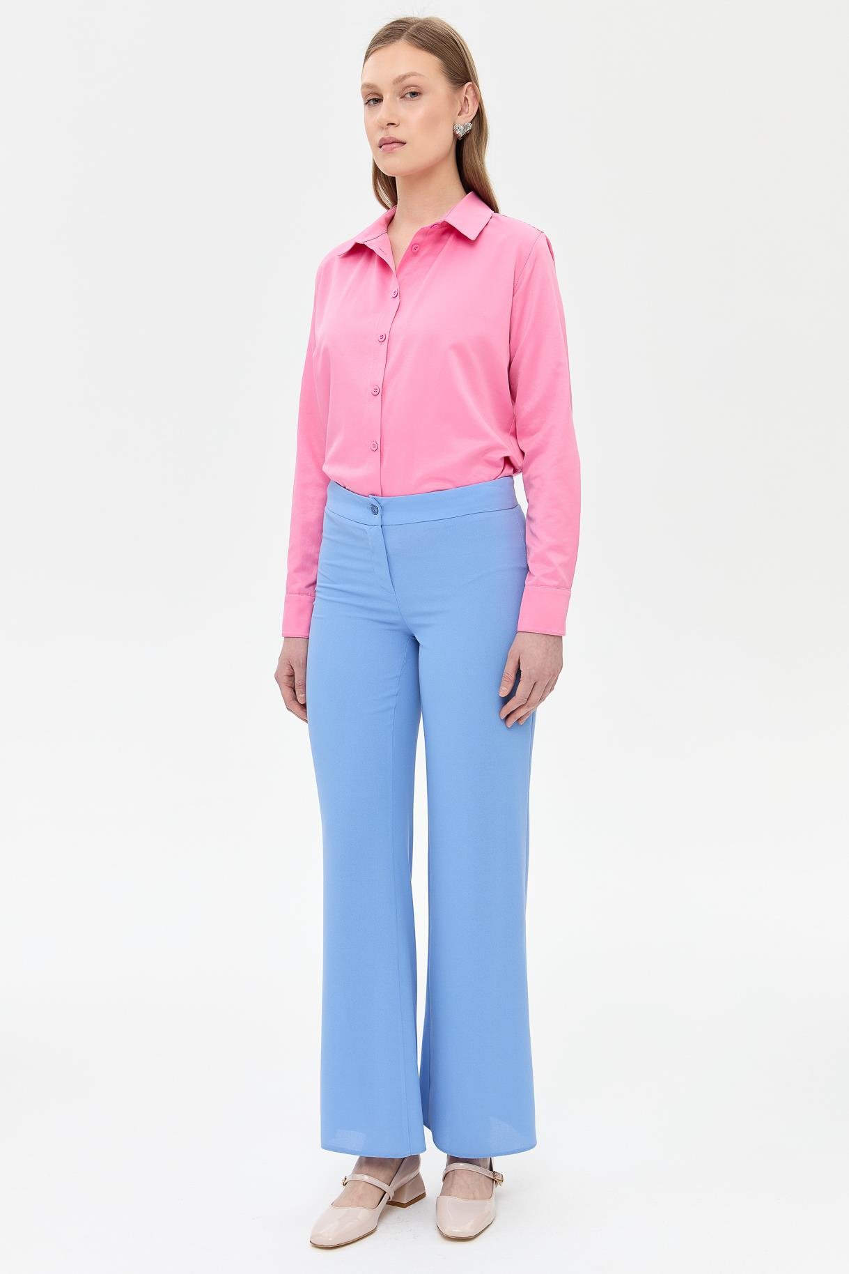 Bol Paça Klasik Pantolon - MAVİ