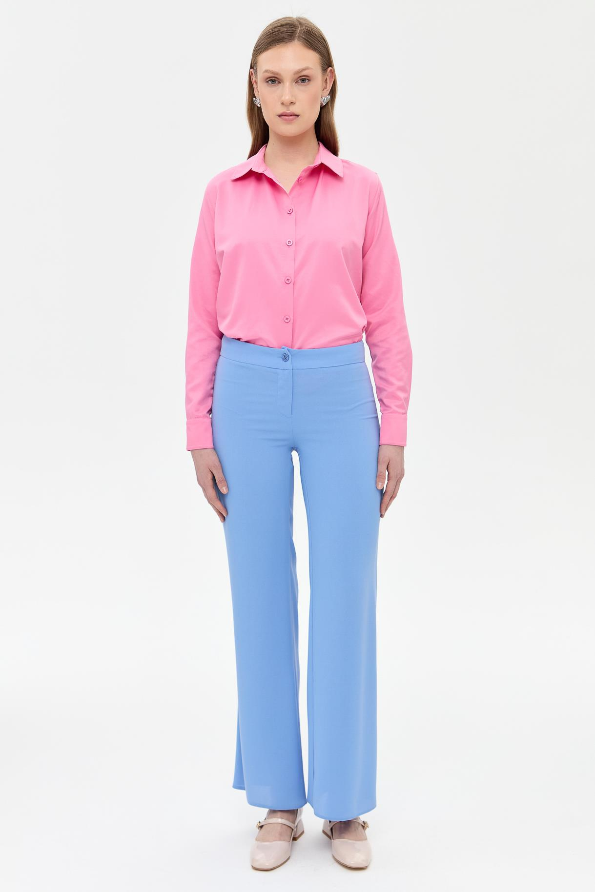 Bol Paça Klasik Pantolon - MAVİ