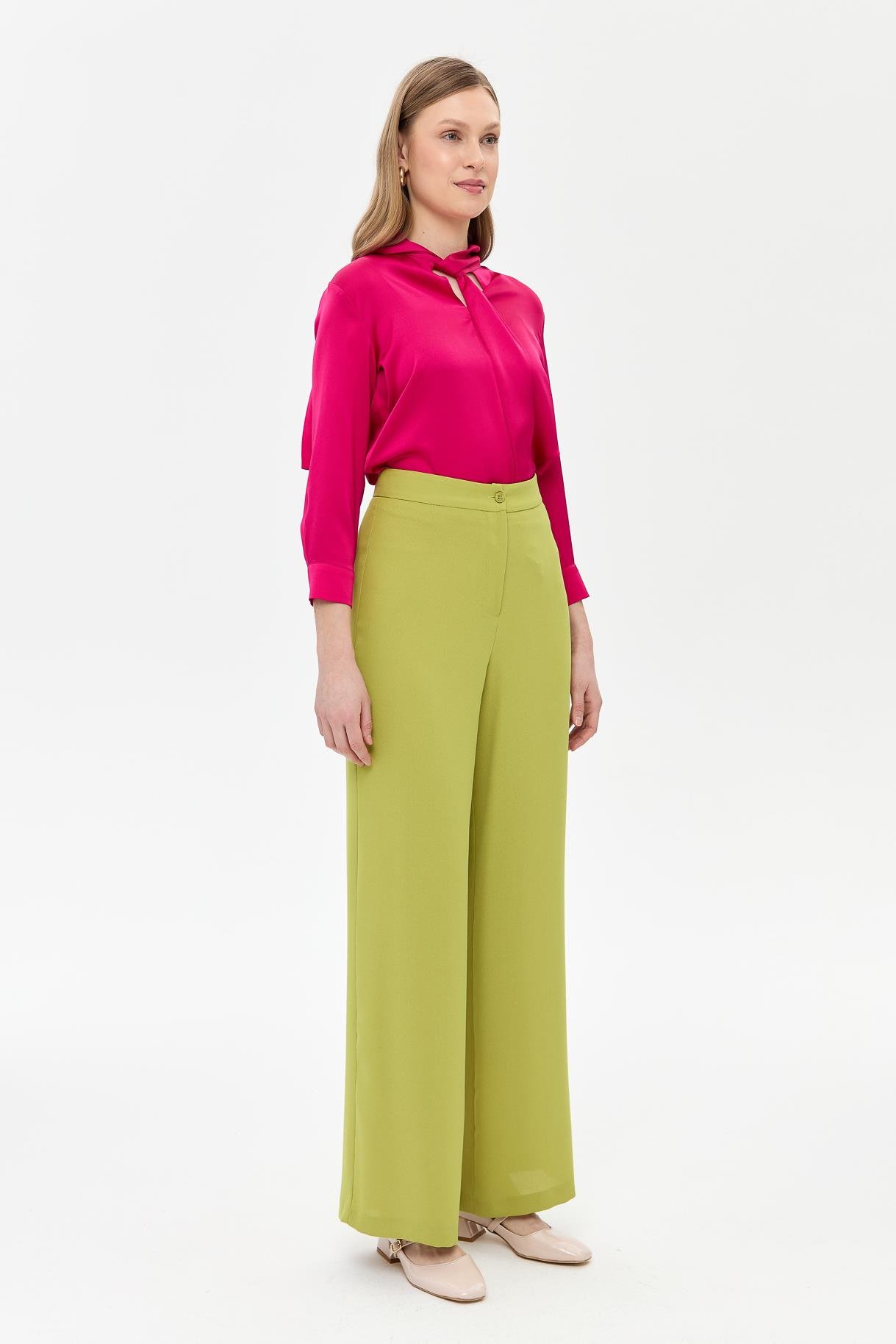 Bol Paça Krep Pantolon - Y.YEŞİLİ