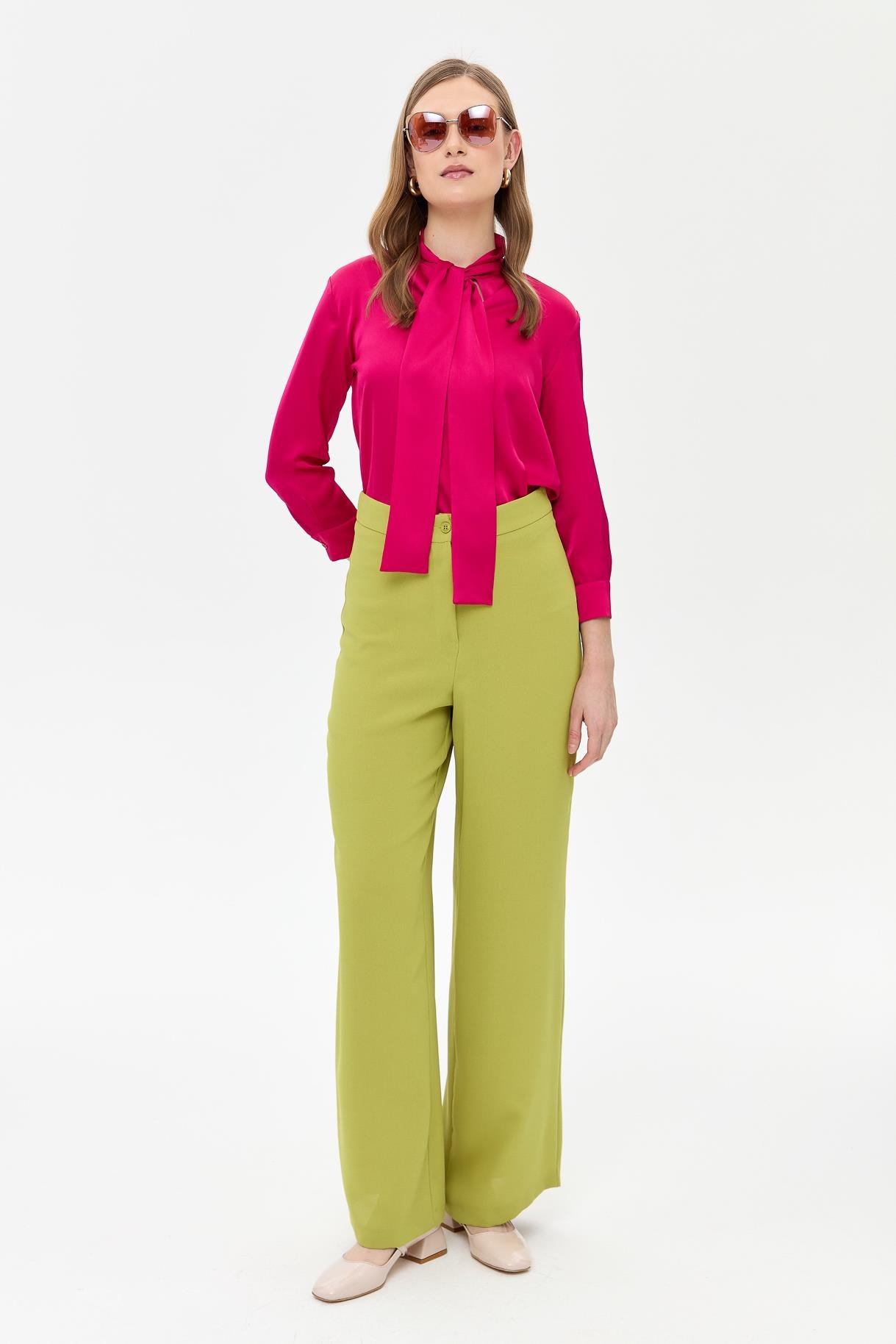 Bol Paça Krep Pantolon - Y.YEŞİLİ