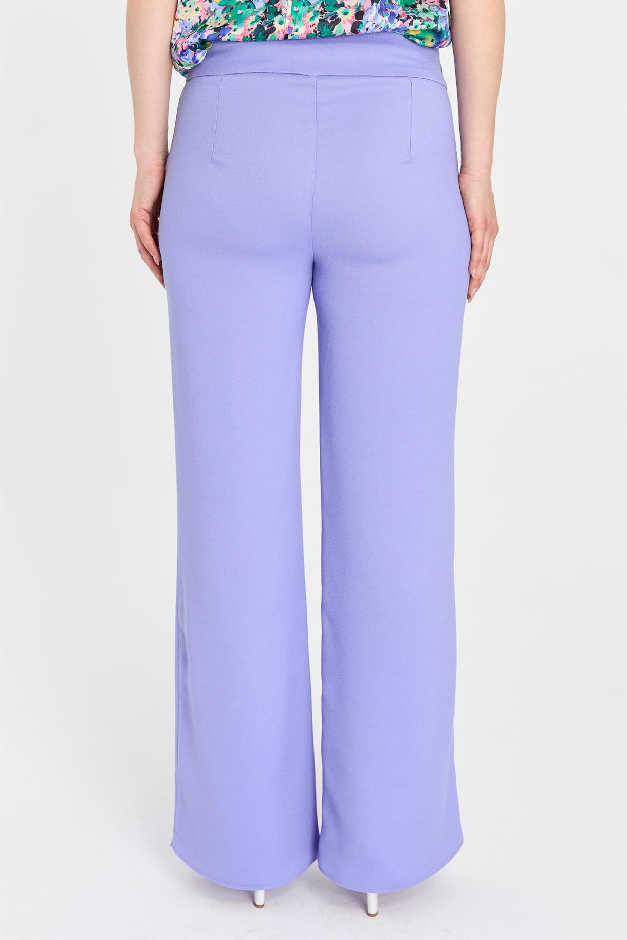 Bol Paça Krep Saten Klasik Pantolon - LILA