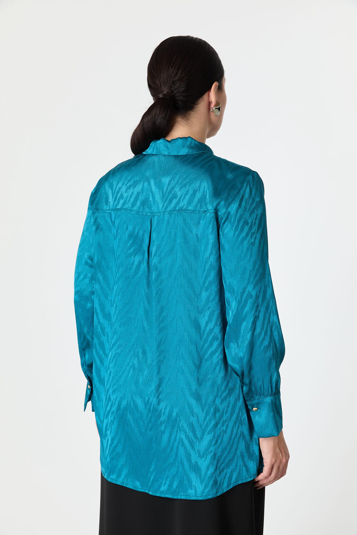 Büyük Beden Bağlama Detaylı Tunik Gömlek-PETROL