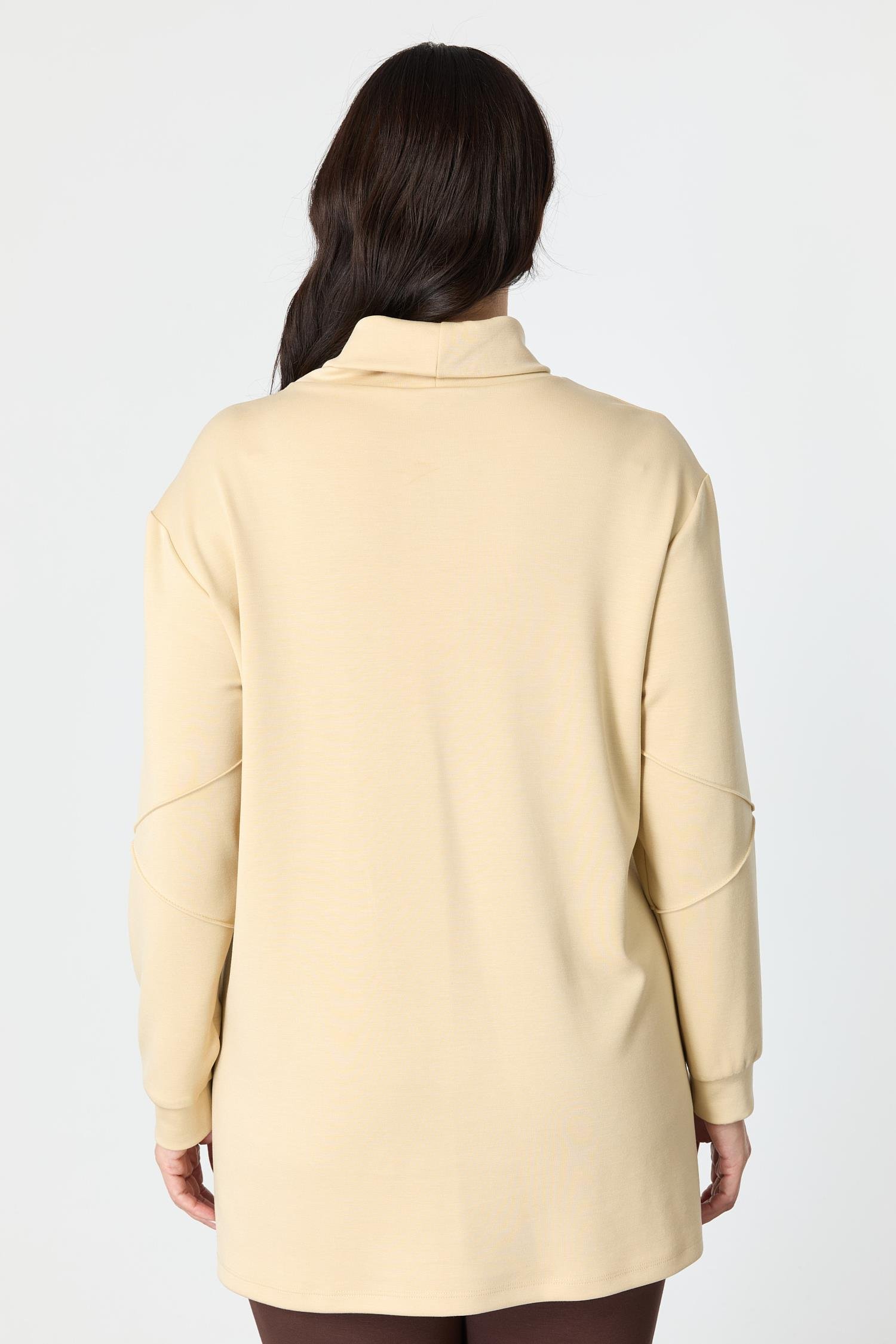 Büyük Beden Baskı Detaylı Bluz-BEJ