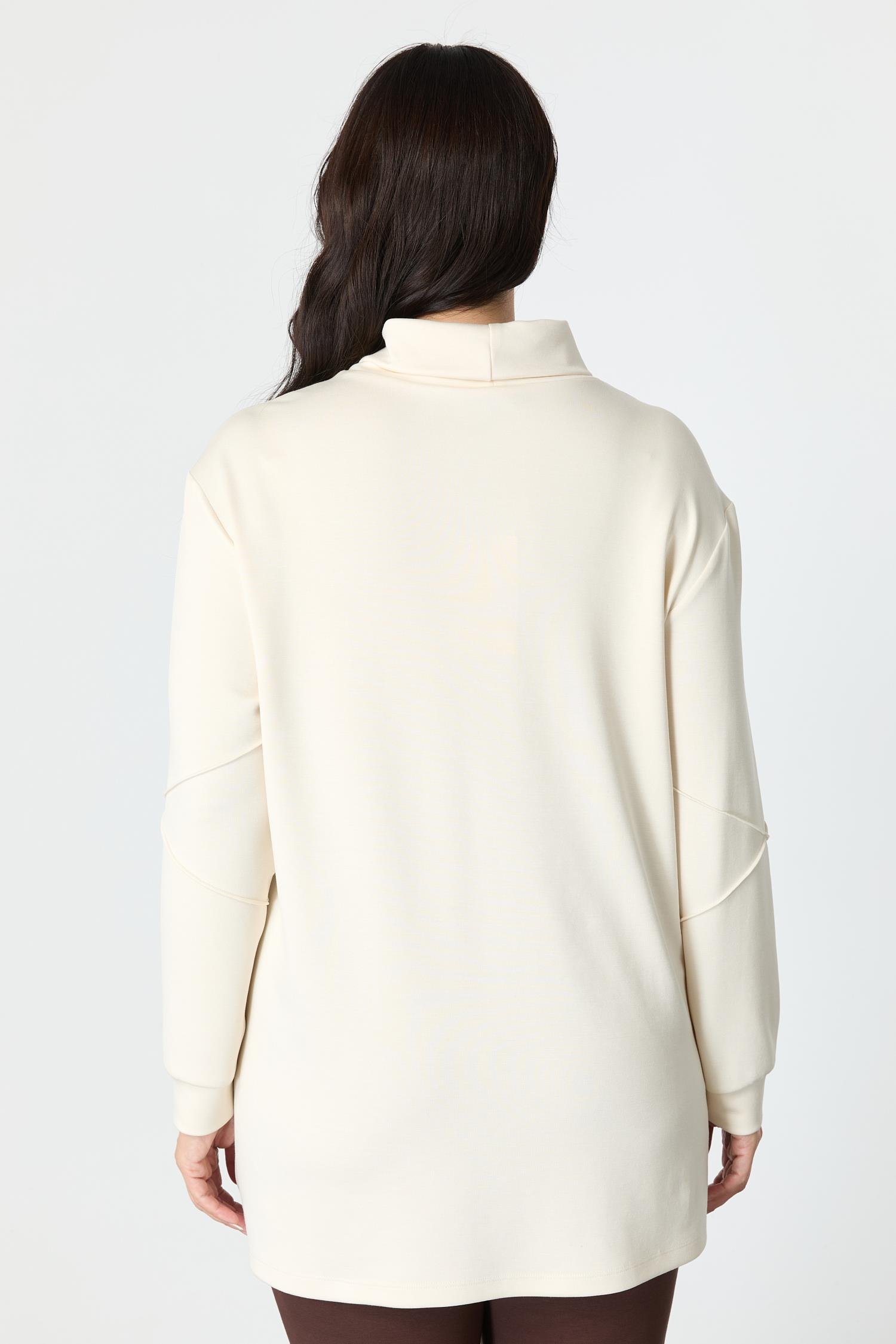 Büyük Beden Baskı Detaylı Bluz-EKRU