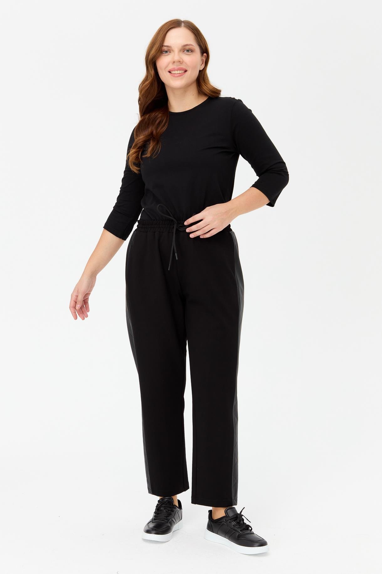 Büyük Beden Beli Lastikli Dalgıç Pantolon - SİYAH