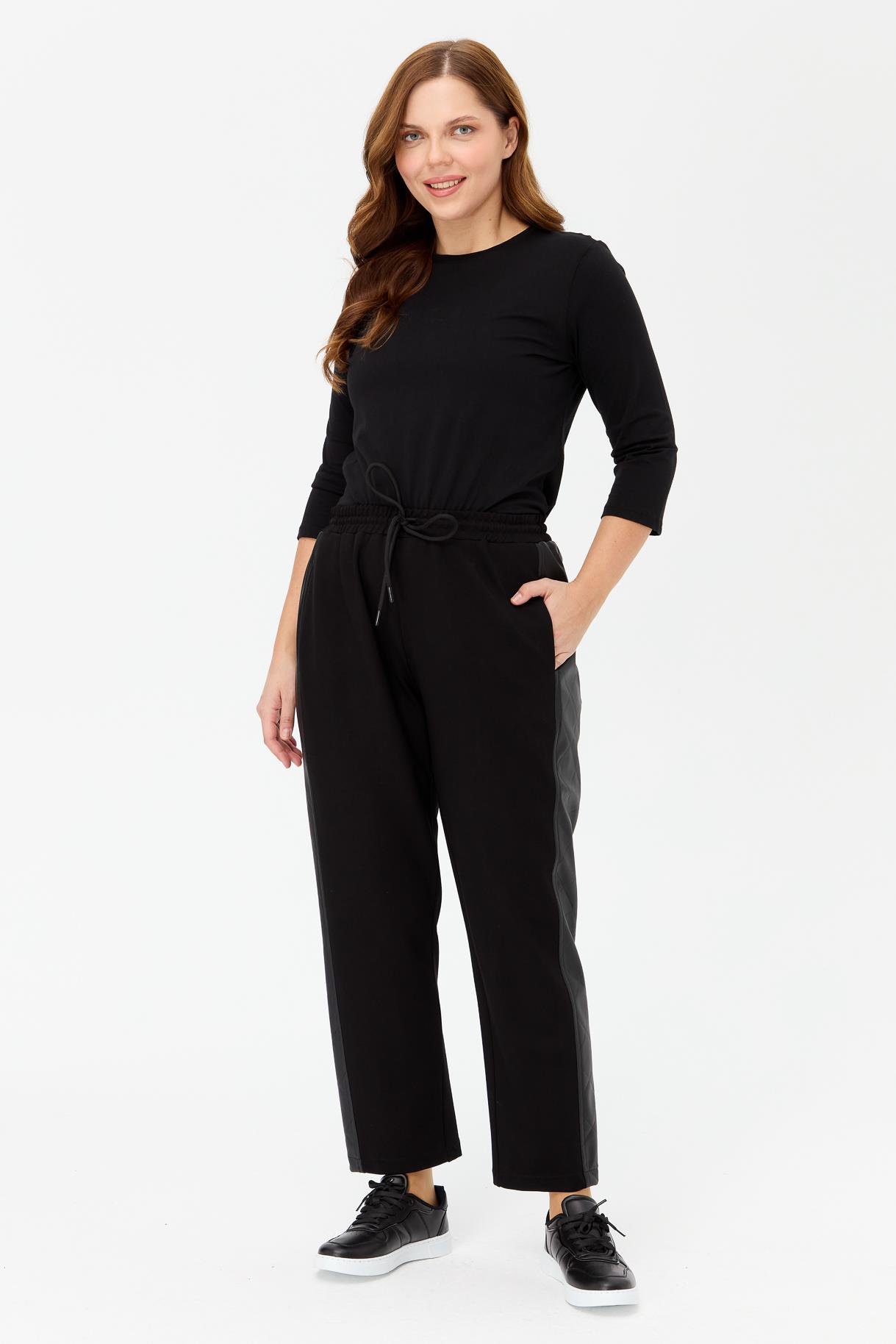 Büyük Beden Beli Lastikli Dalgıç Pantolon - SİYAH