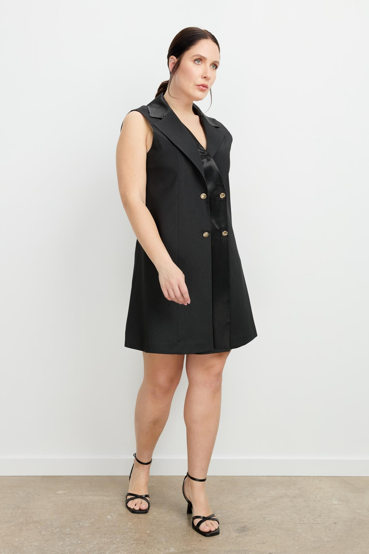 Büyük Beden Ceket Elbise-SİYAH