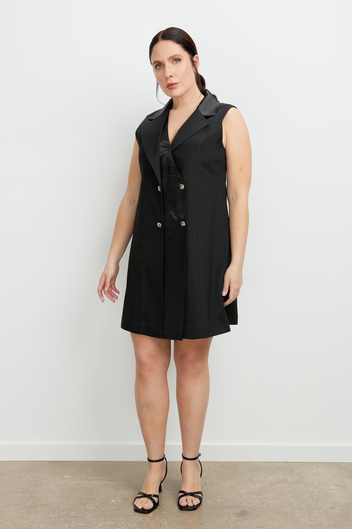 Büyük Beden Ceket Elbise-SİYAH