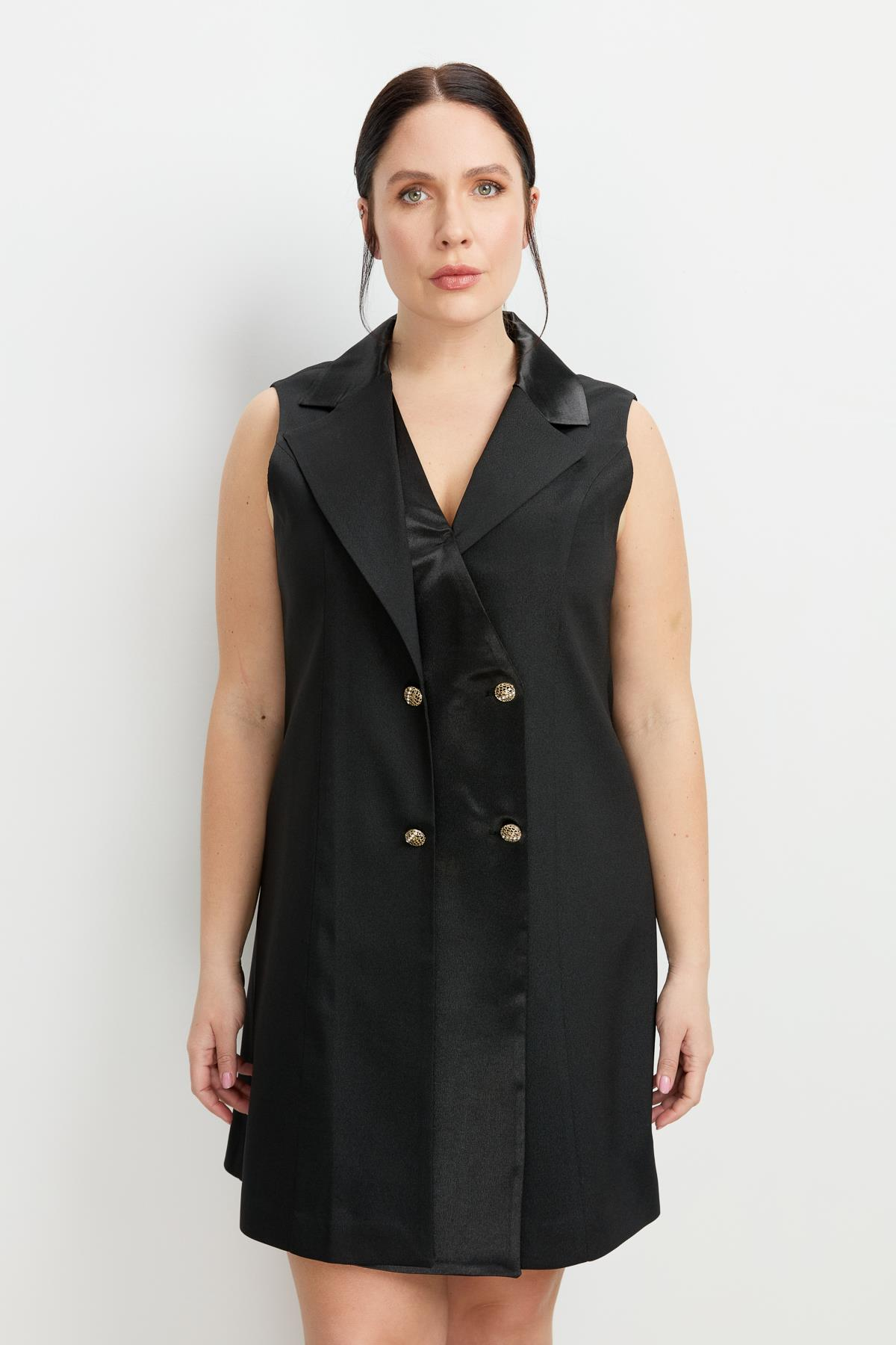 Büyük Beden Ceket Elbise-SİYAH