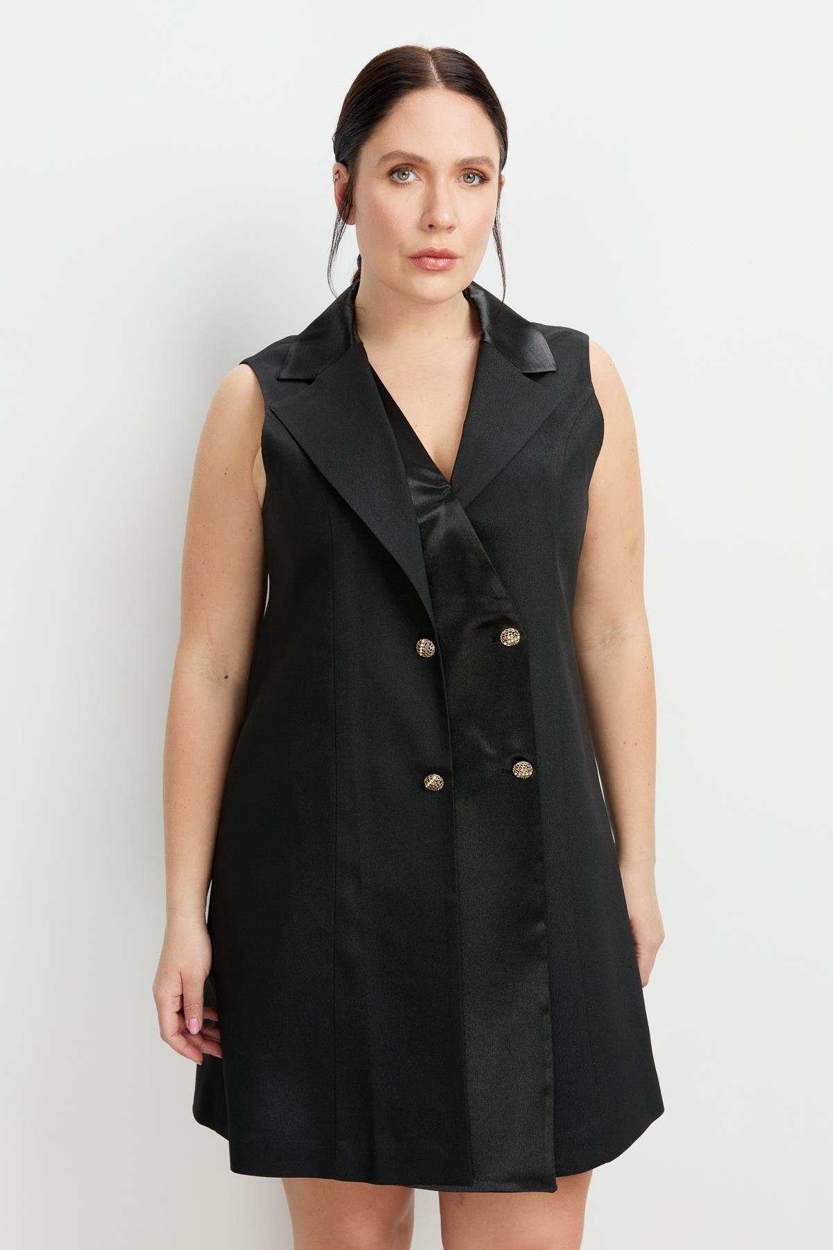 Büyük Beden Ceket Elbise-SİYAH