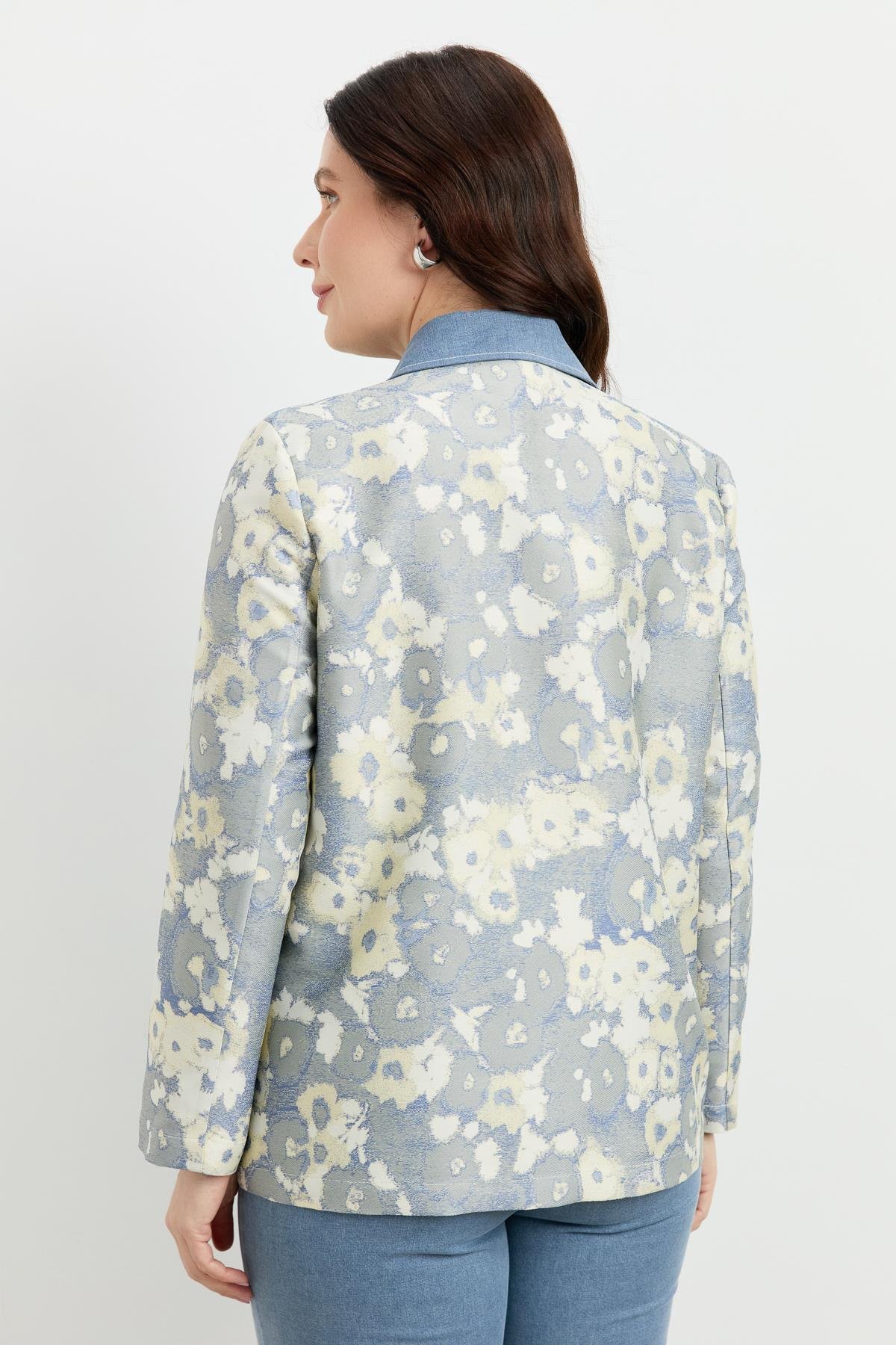 Büyük Beden Cep Detay Ceket-MAVİ