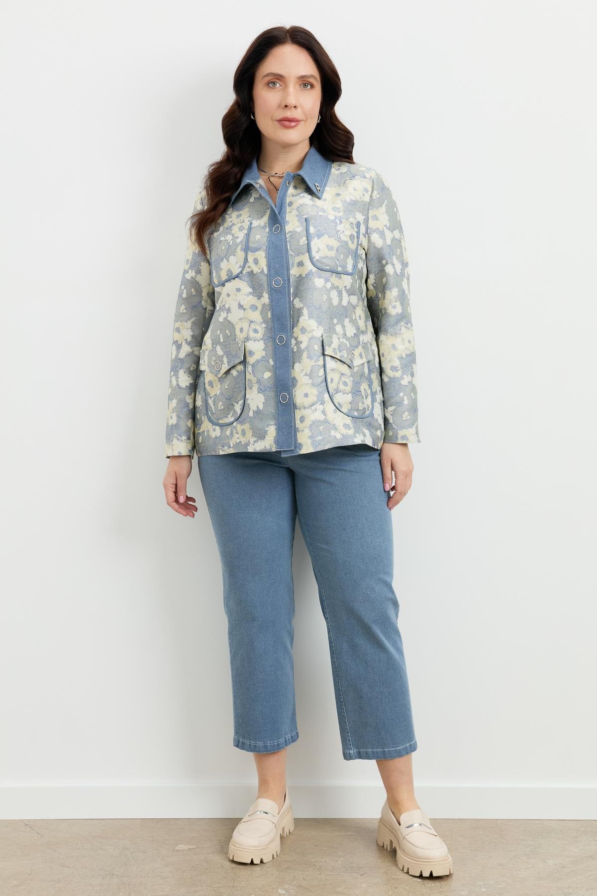 Büyük Beden Cep Detay Ceket-MAVİ