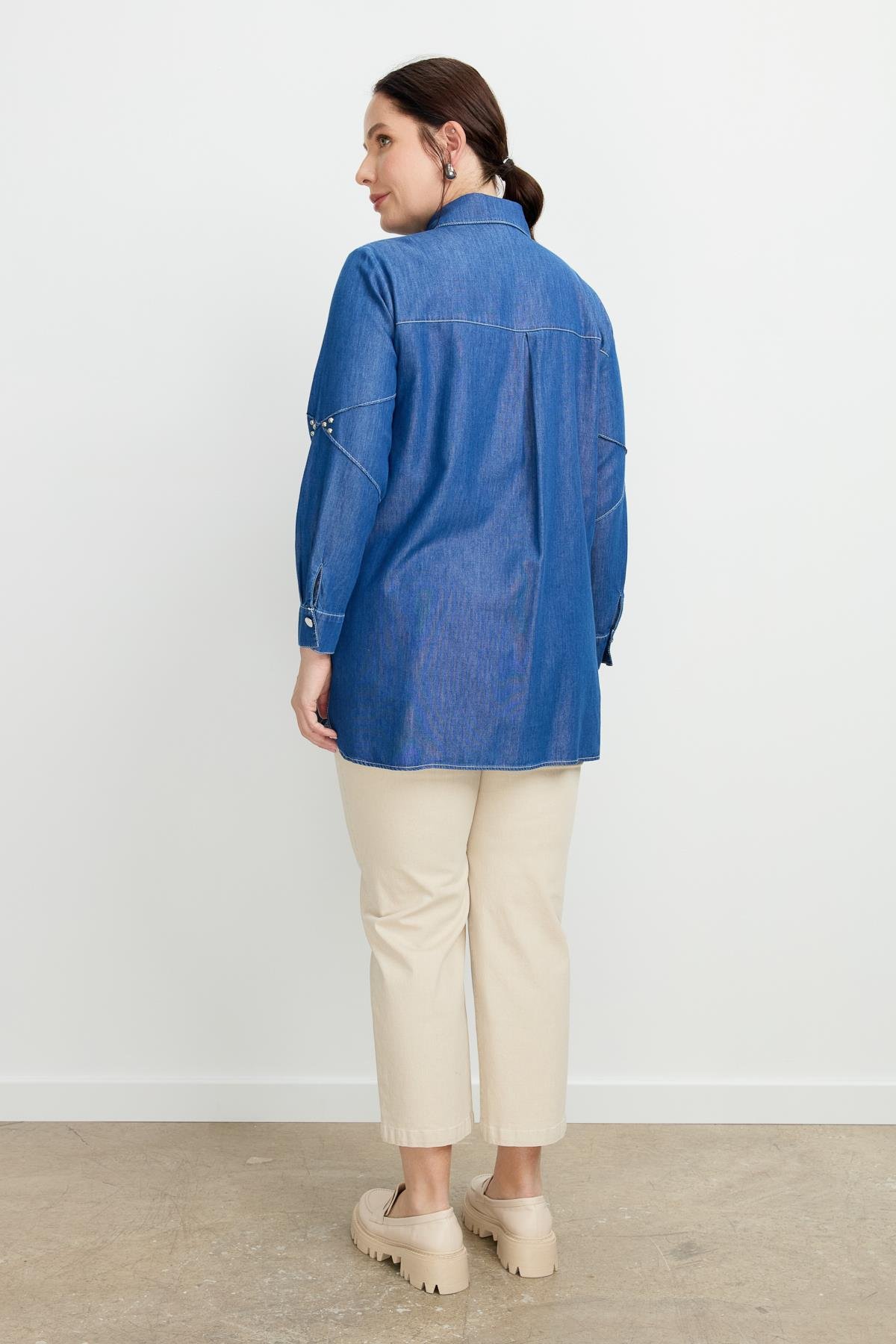 Büyük Beden Cep Detay Kot Tunik-LACI