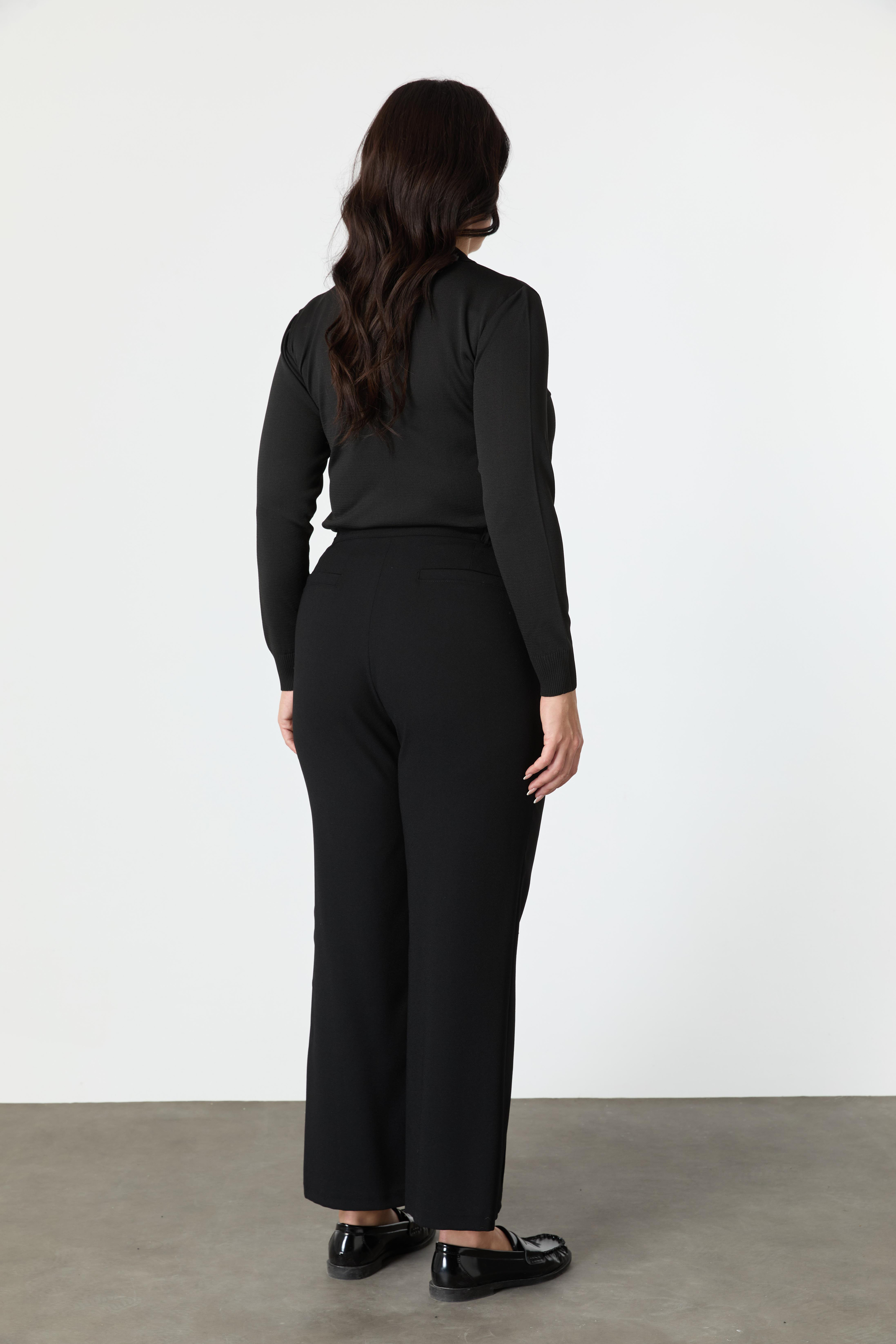 Büyük Beden Cep Detay Krep Pantolon-SİYAH