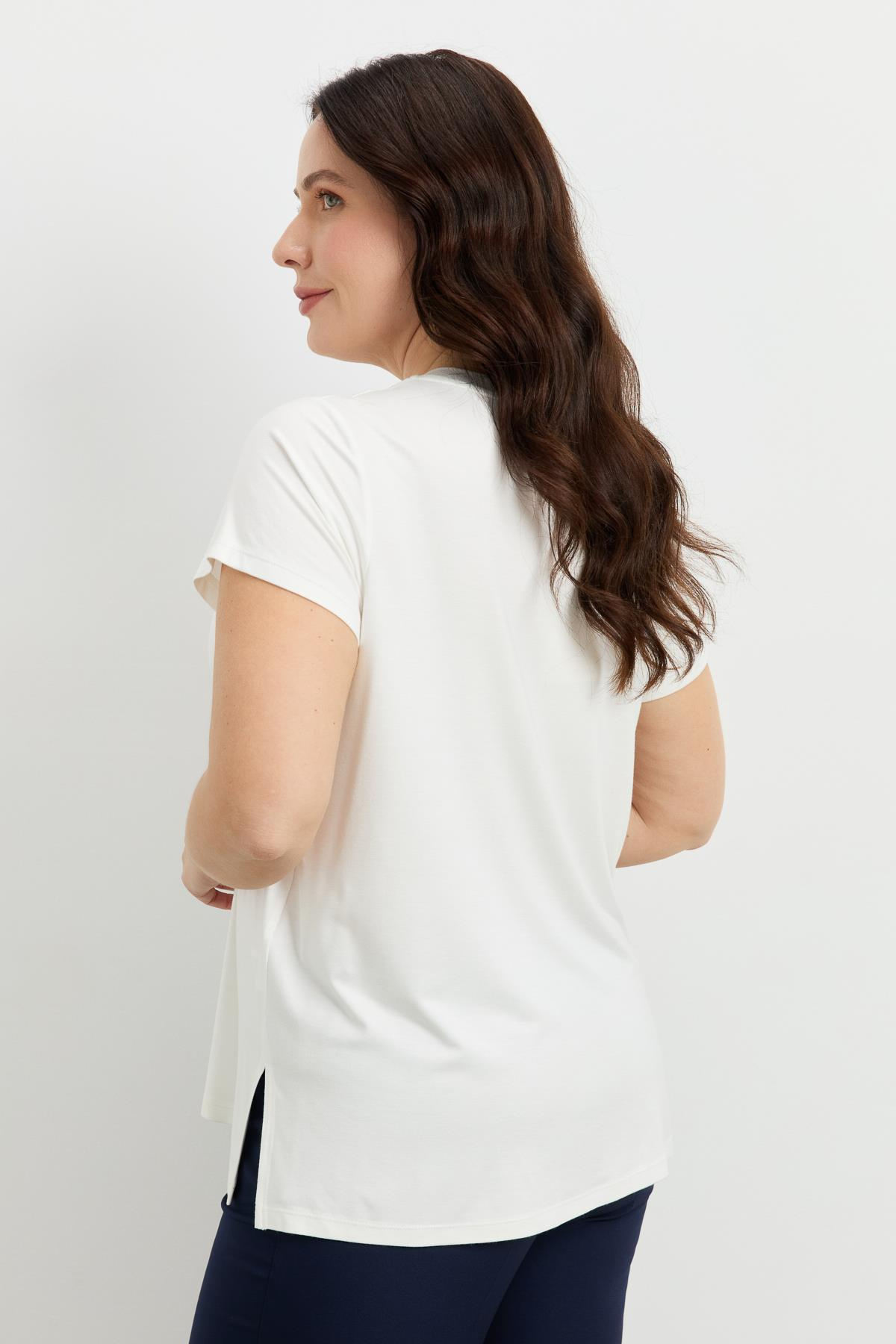 Büyük Beden Çiçek Baskılı Bluz-GRİ