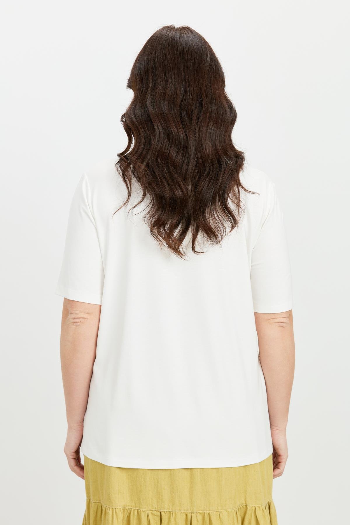 Büyük Beden Çizgi Desen Bluz-SAFRAN