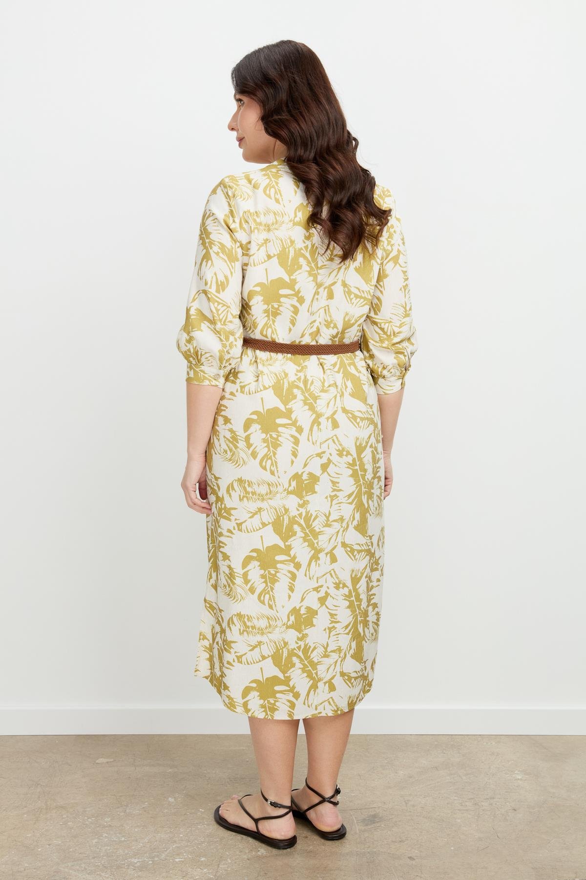 Büyük Beden Desenli Uzun Elbise-Y.YEŞİLİ