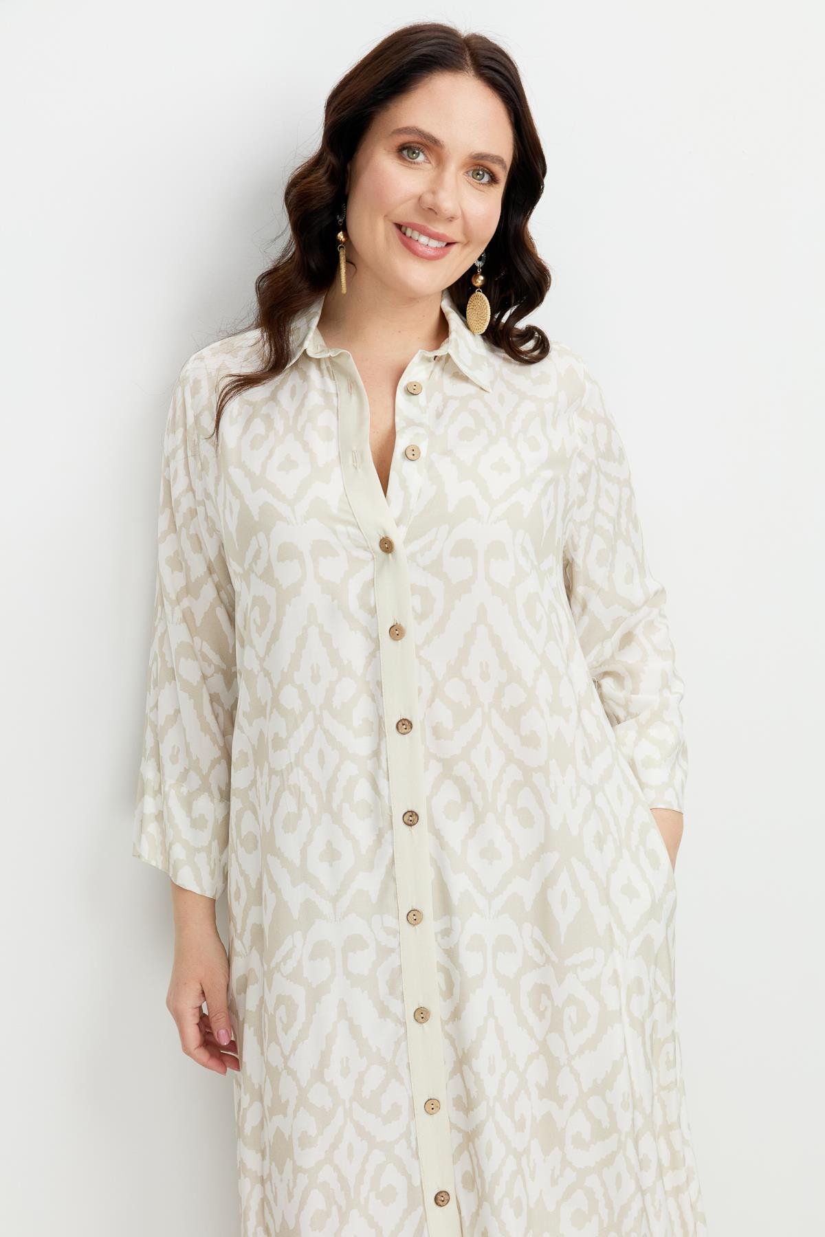 Büyük Beden Etnik Desen Elbise-VİZON