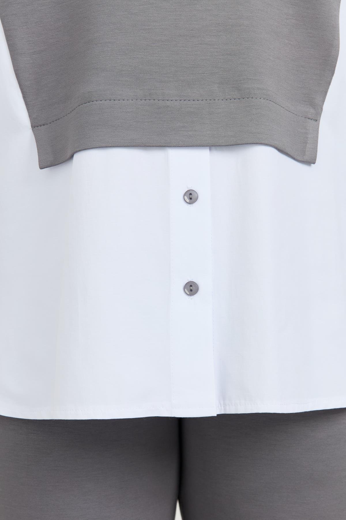 Büyük Beden Fermuar Yaka Sweatshirt-K.GRİ